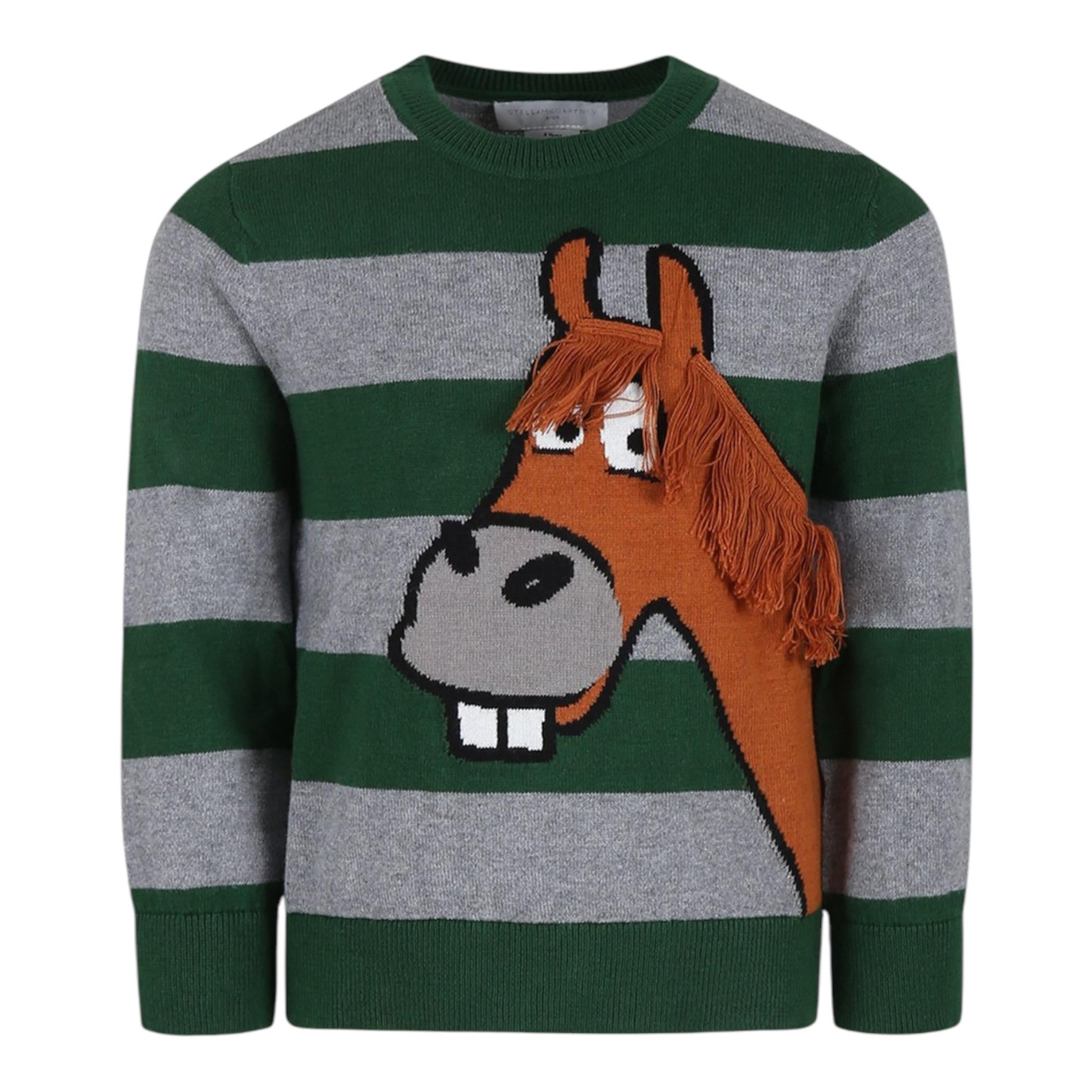 STELLA McCARTNEY maglia girocollo fantasia a righe Grigio/verde per Bambino TV9P40 GRIGIO/VERDE STELLA McCARTNEY