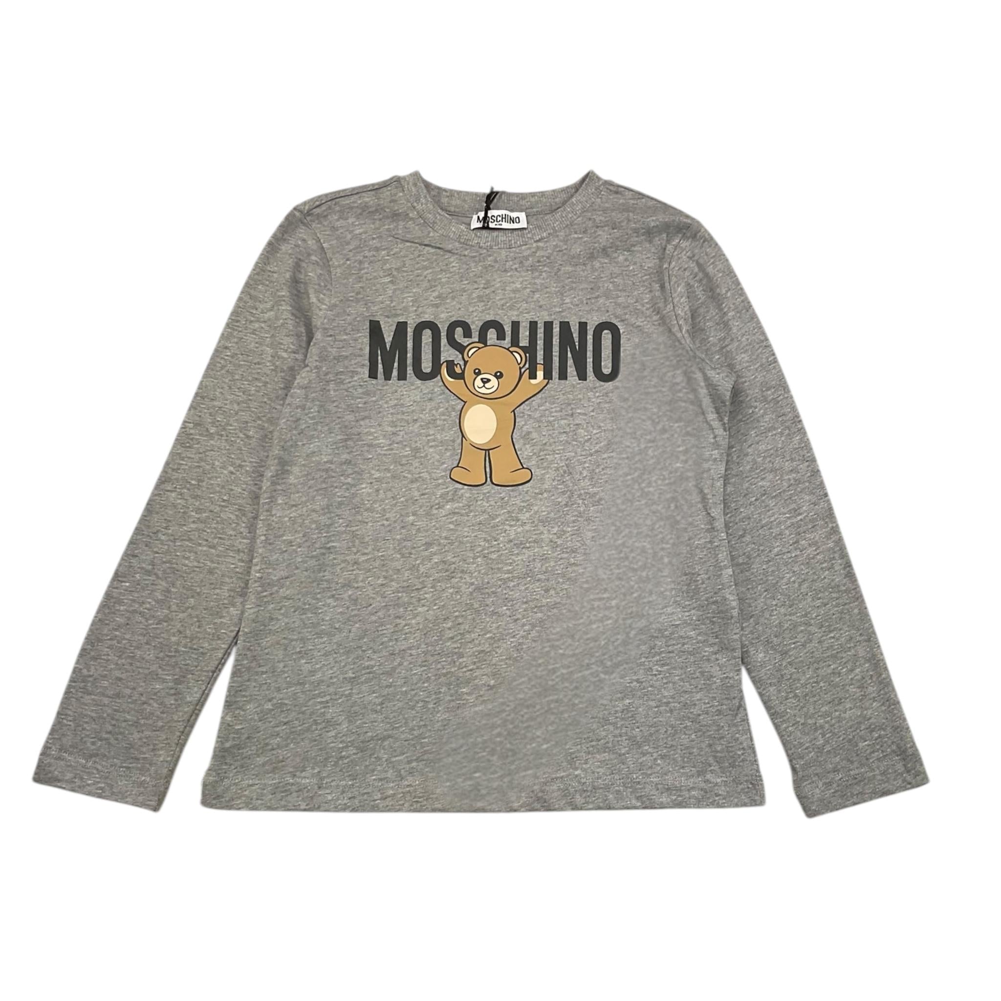 MOSCHINO shirt girocollo tinta unita con stampa Grigio per Bambino HTO00J GRIGIO MOSCHINO