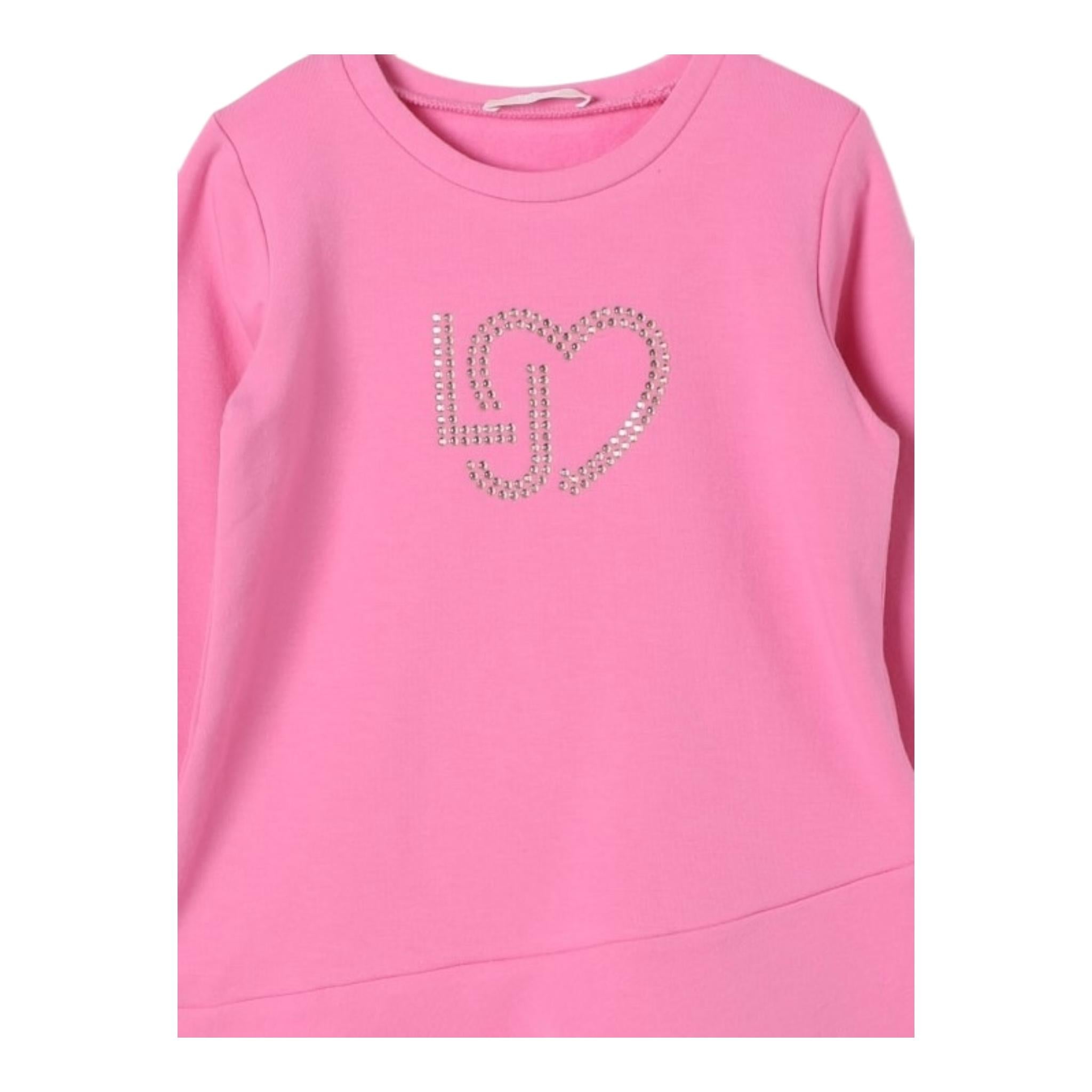 LIU JO abito modello felpa tinta unita con stampa Rosa per Bambina KF4023XXX ROSA LIU JO