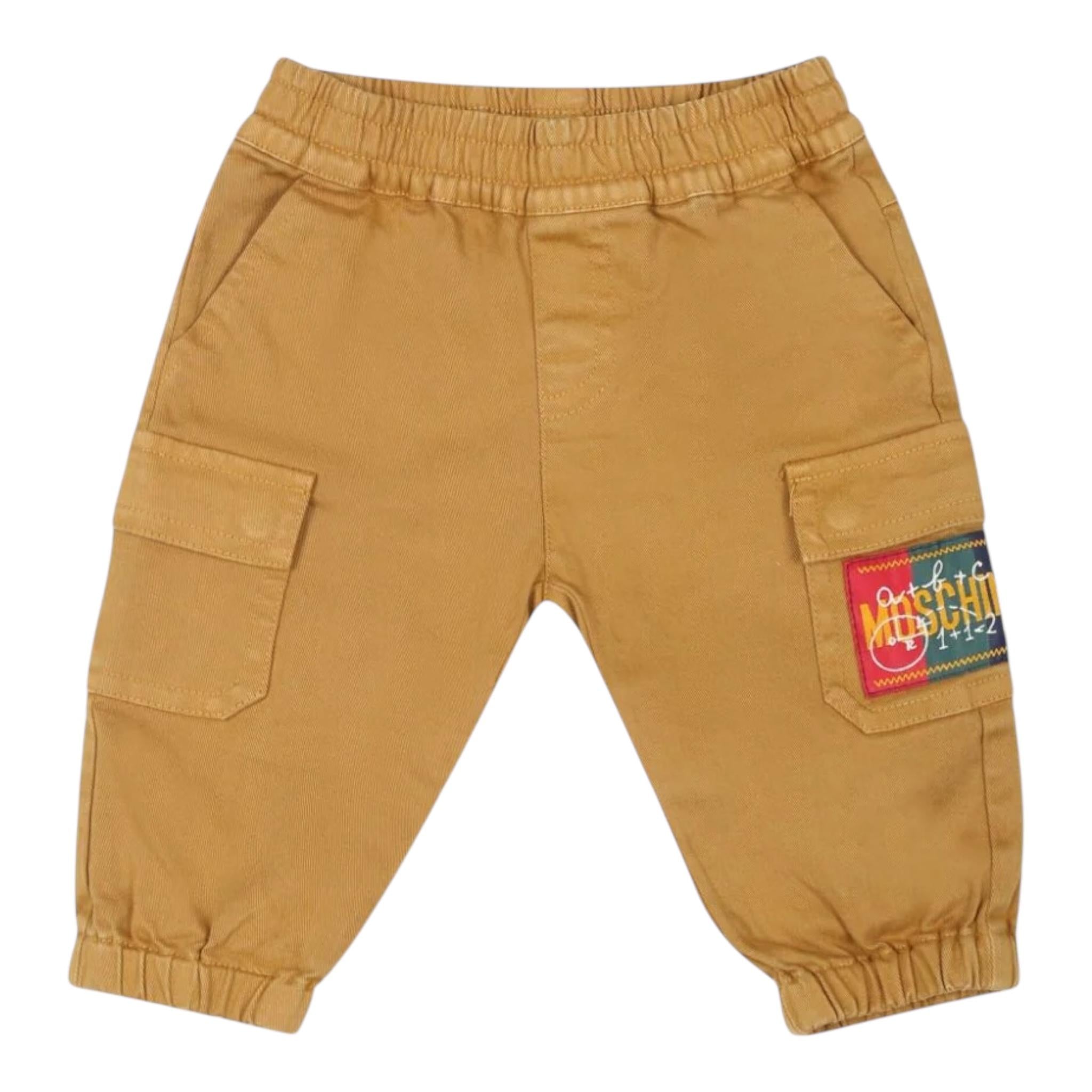 MOSCHINO pantalone tinta unita con tasche america Cammello per Bambino HUP07XX CAMMELLO MOSCHINO