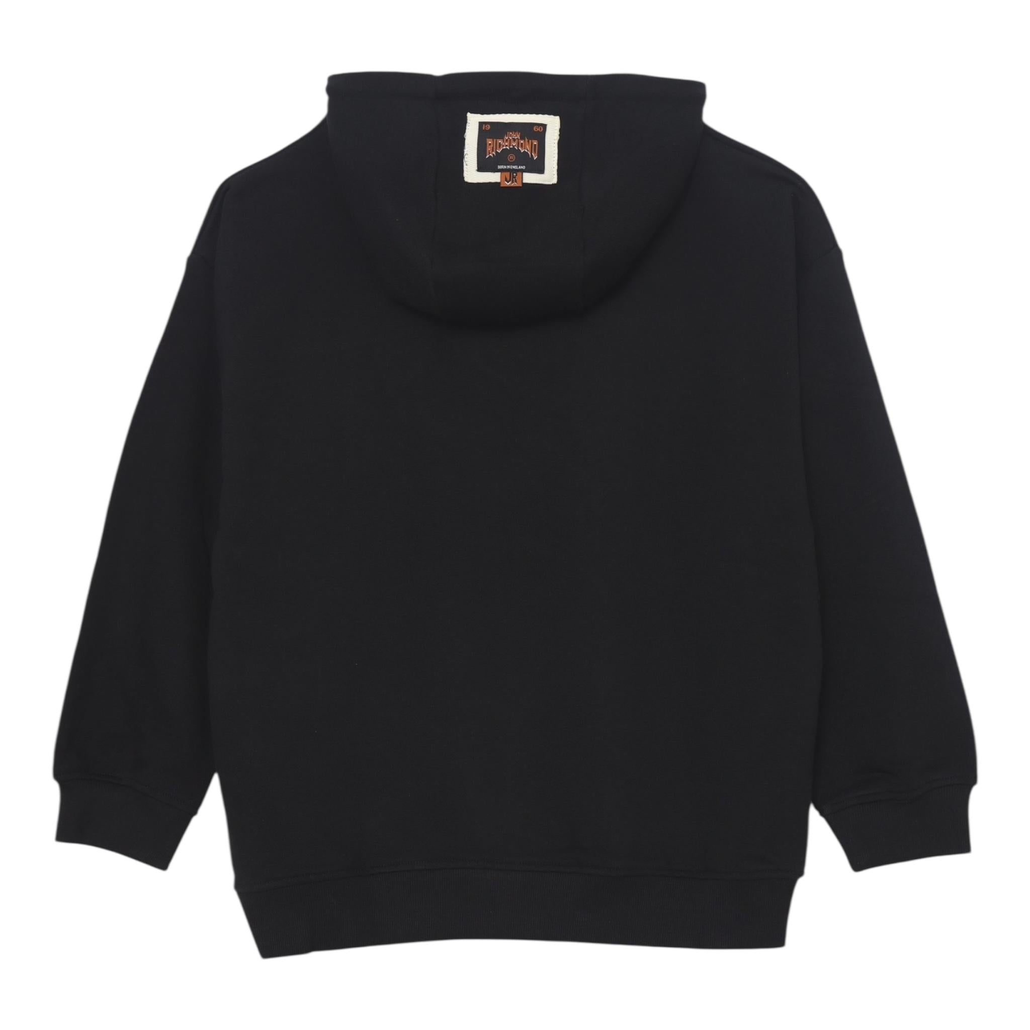 JOHN RICHMOND felpa con cappuccio tinta unita con stampa in contrasto Nero per Bambino RBA24057FEXX NERO JOHN RICHMOND