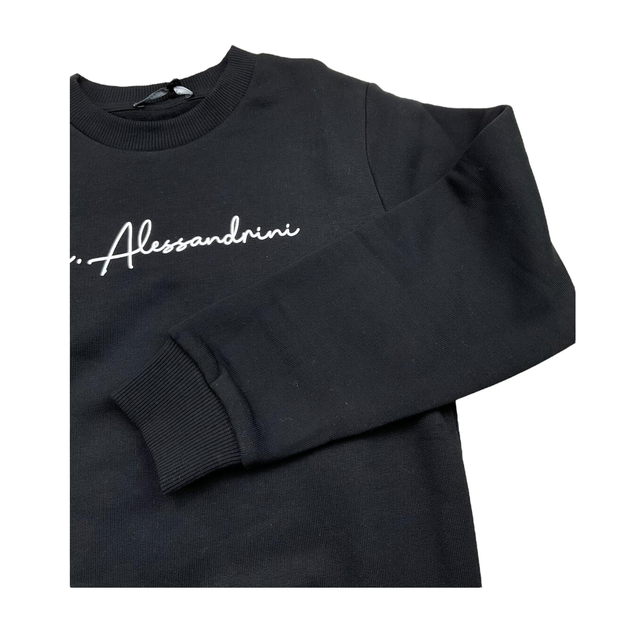 DANIELE ALESSANDRINI felpa girocollo tinta unita con stampa Nero per Bambino 1231F00077XXXX NERO DANIELE ALESSANDRINI