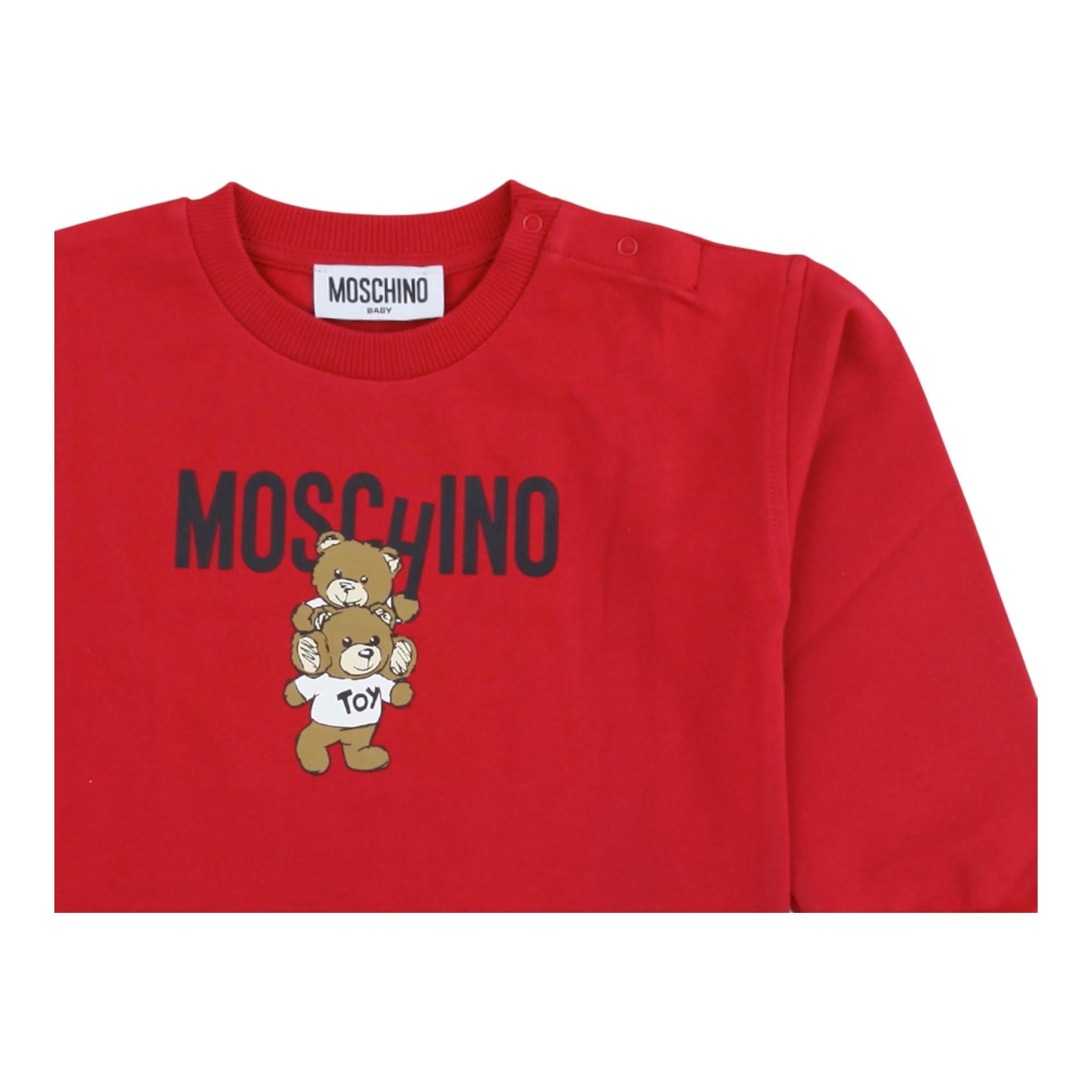 MOSCHINO shirt girocollo tinta unita cn stampa in contrasto Rosso per Neonato MMO00R ROSSO MOSCHINO