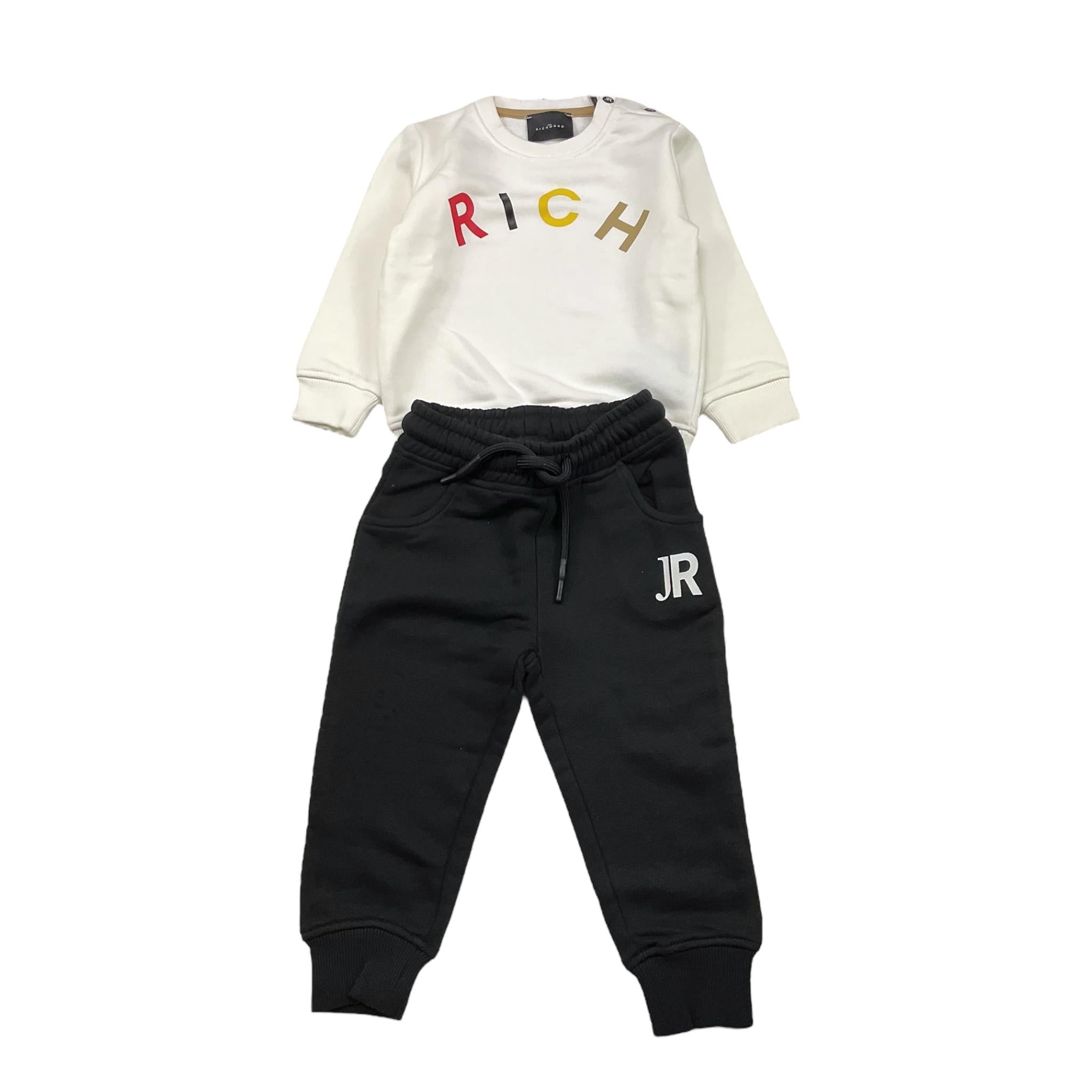 JOHN RICHMOND completo 2pz felpa-pantalone Bianco/nero per Neonato RIA24067CF BIANCO/NERO JOHN RICHMOND