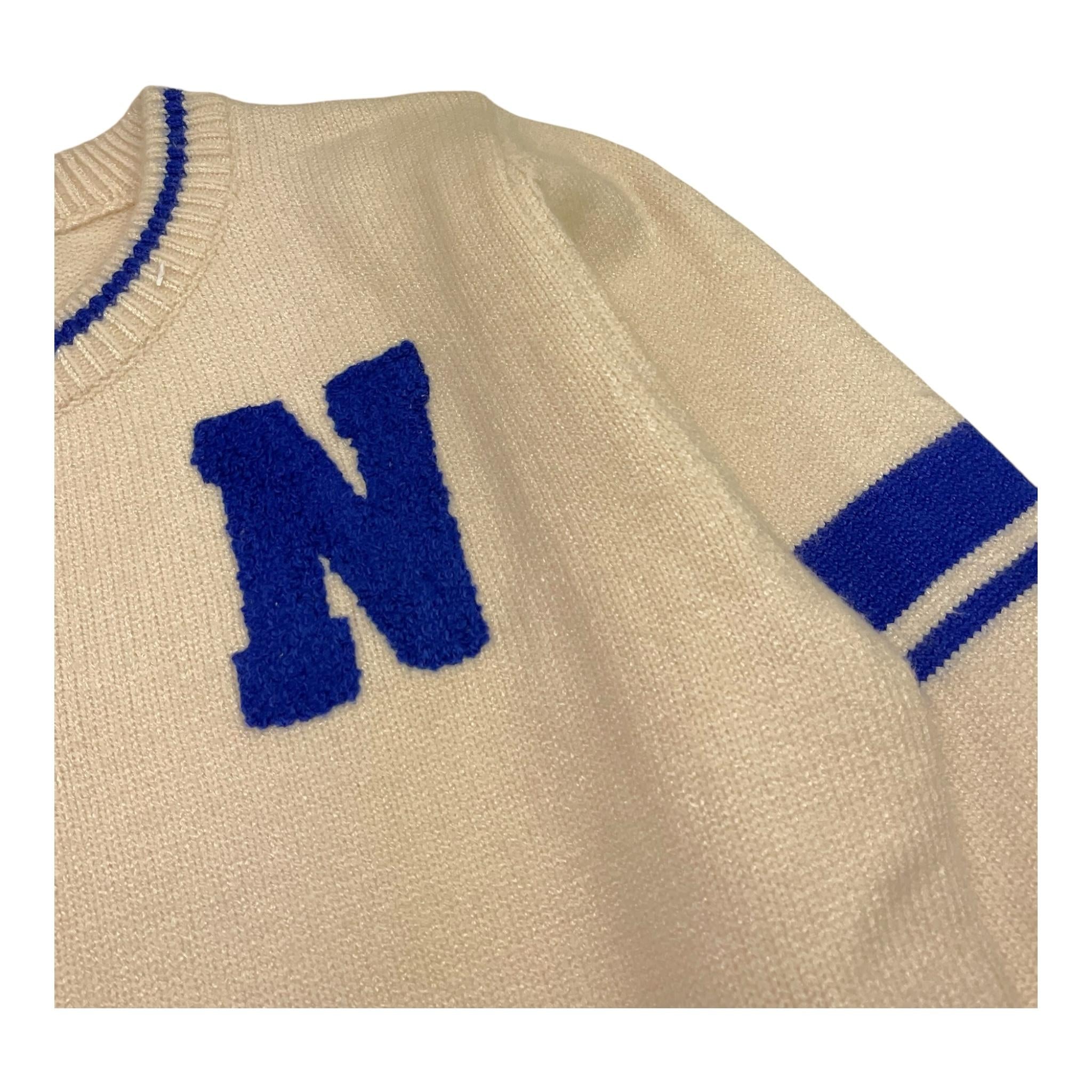 NEVER TOO maglia girocollo tinta unita con ricami in contrasto Panna per Bambino NT2175BX PANNA NEVER TOO
