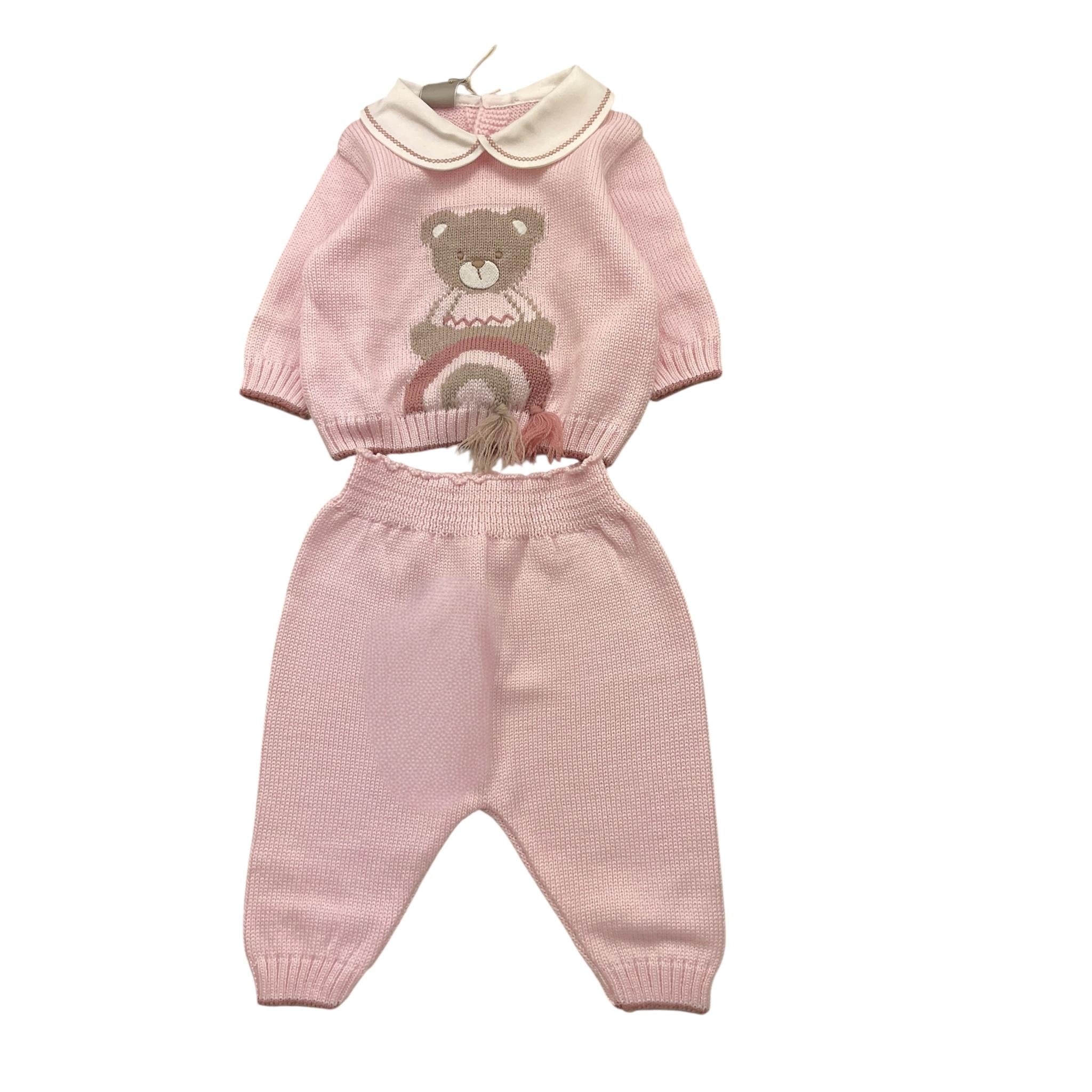 MARLU' completo 2pz maglia-pantalone tinta unita con stampa Rosa per Neonata IG5450 ROSA MARLU'