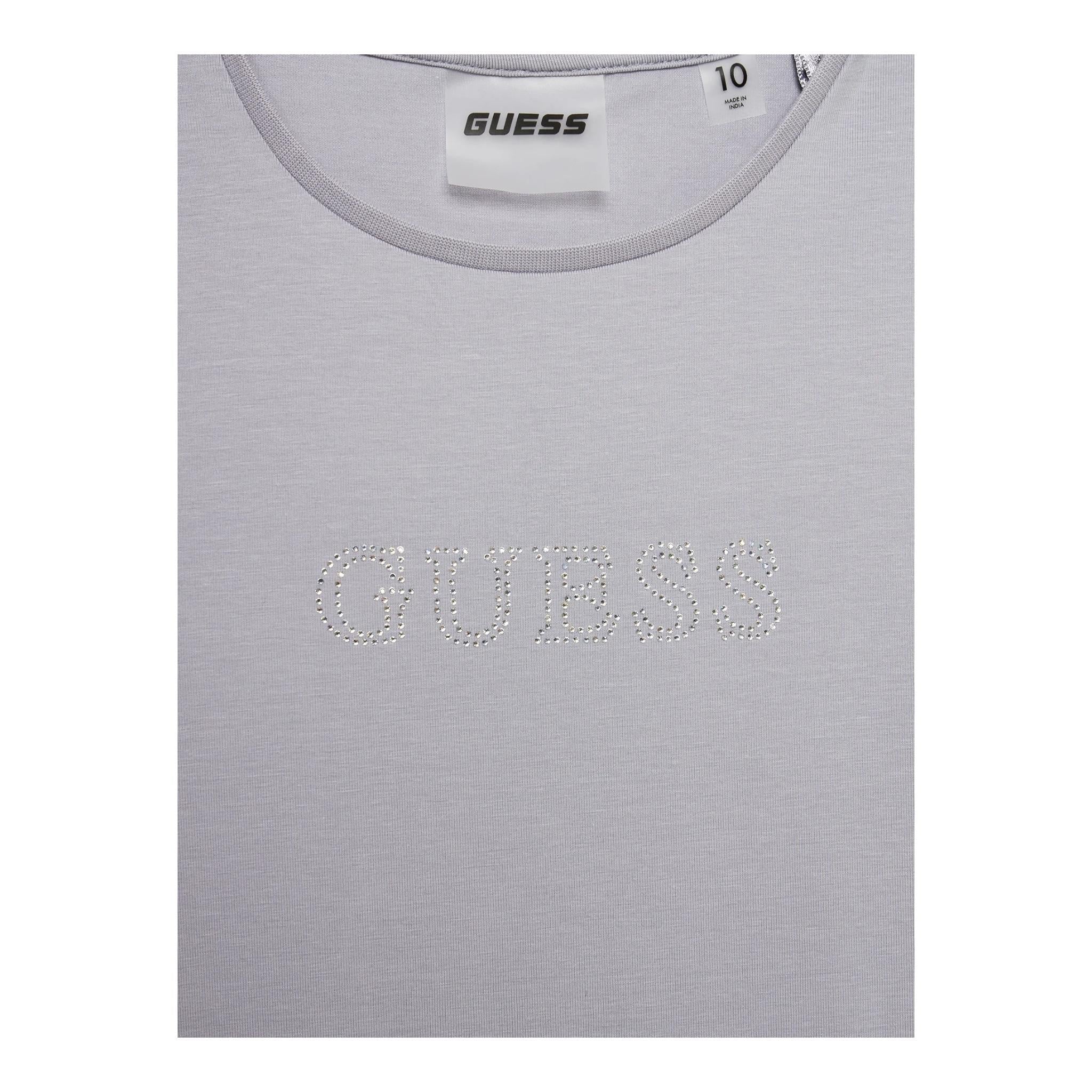 GUESS t-shirt girocollo tinta unita con stampa logo Lilla per Bambina J4RI49J1314 LILLA GUESS