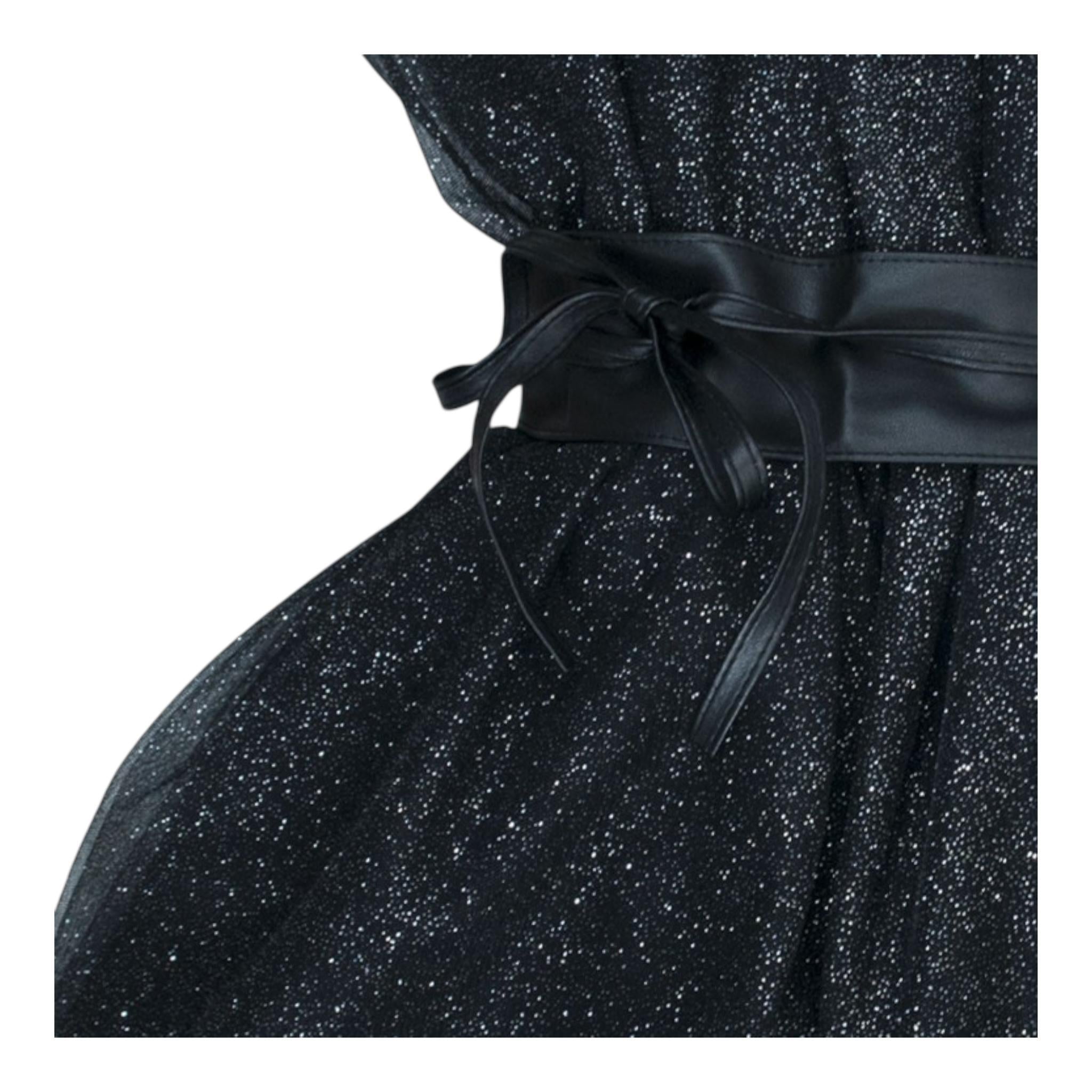 MONNALISA abito tinta unita con cintura e tulle Nero per Bambina 41B905 NERO MONNALISA