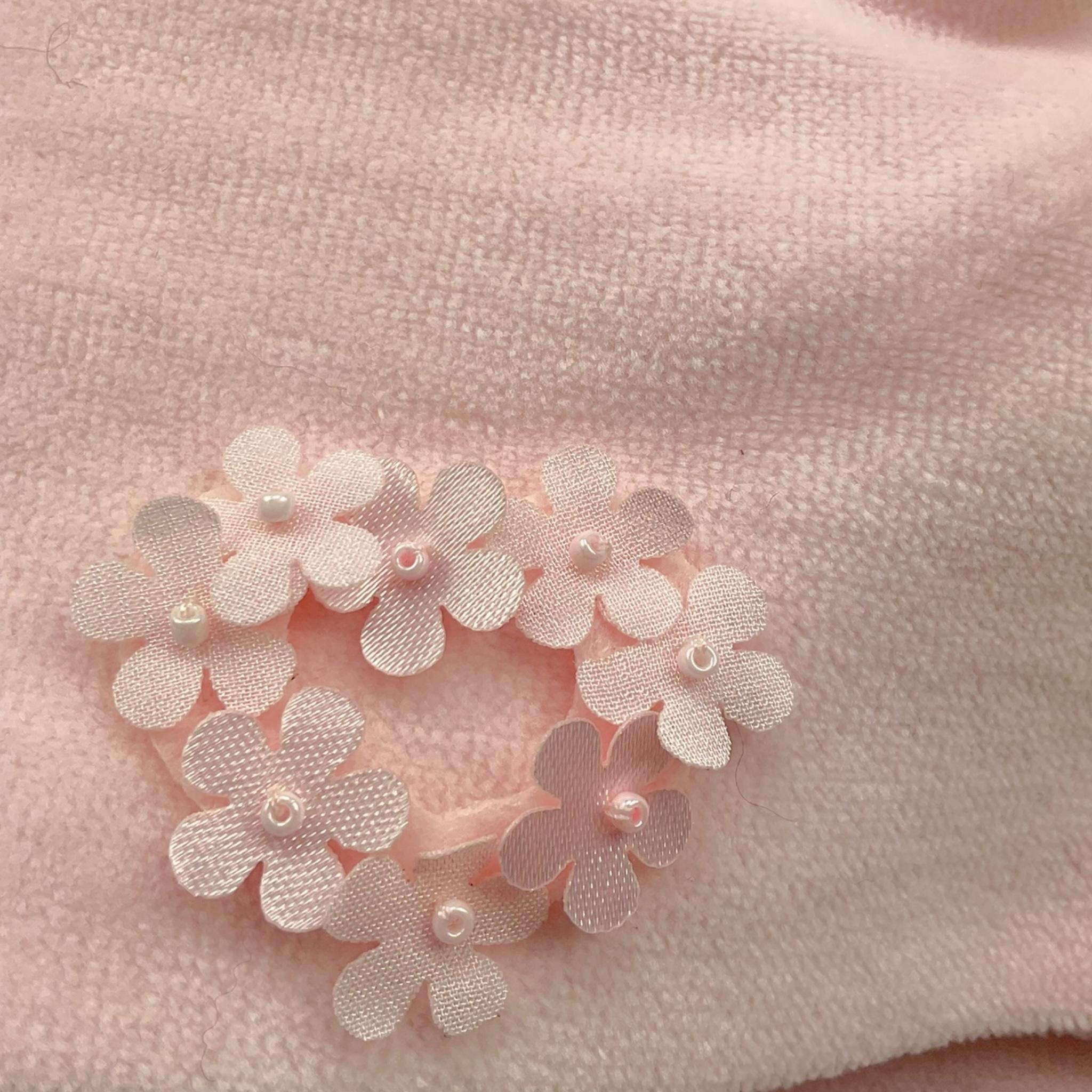 STORY LORIS cappello in ciniglia tinta unita con applicazioni Rosa per Neonata 56415 ROSA STORY LORIS