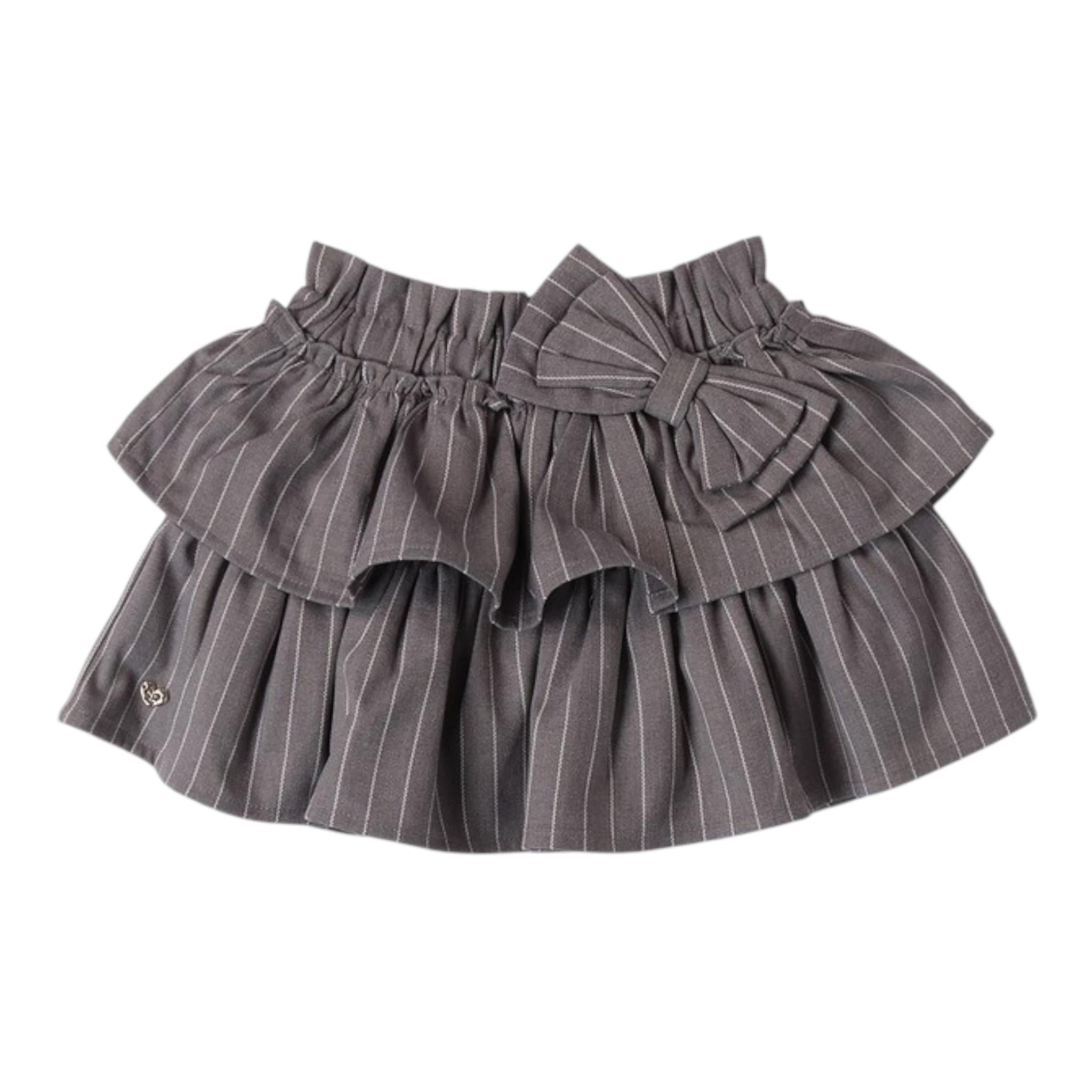 SARABANDA gonna tinta unita con fiocco e fantasia a righe Grigio per Neonata A264N GRIGIO SARABANDA