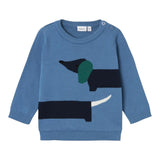 NAME.IT maglia girocollo tinta unita con bassotto Azzurro per Neonato 13231239X AZZURRO NAME.IT