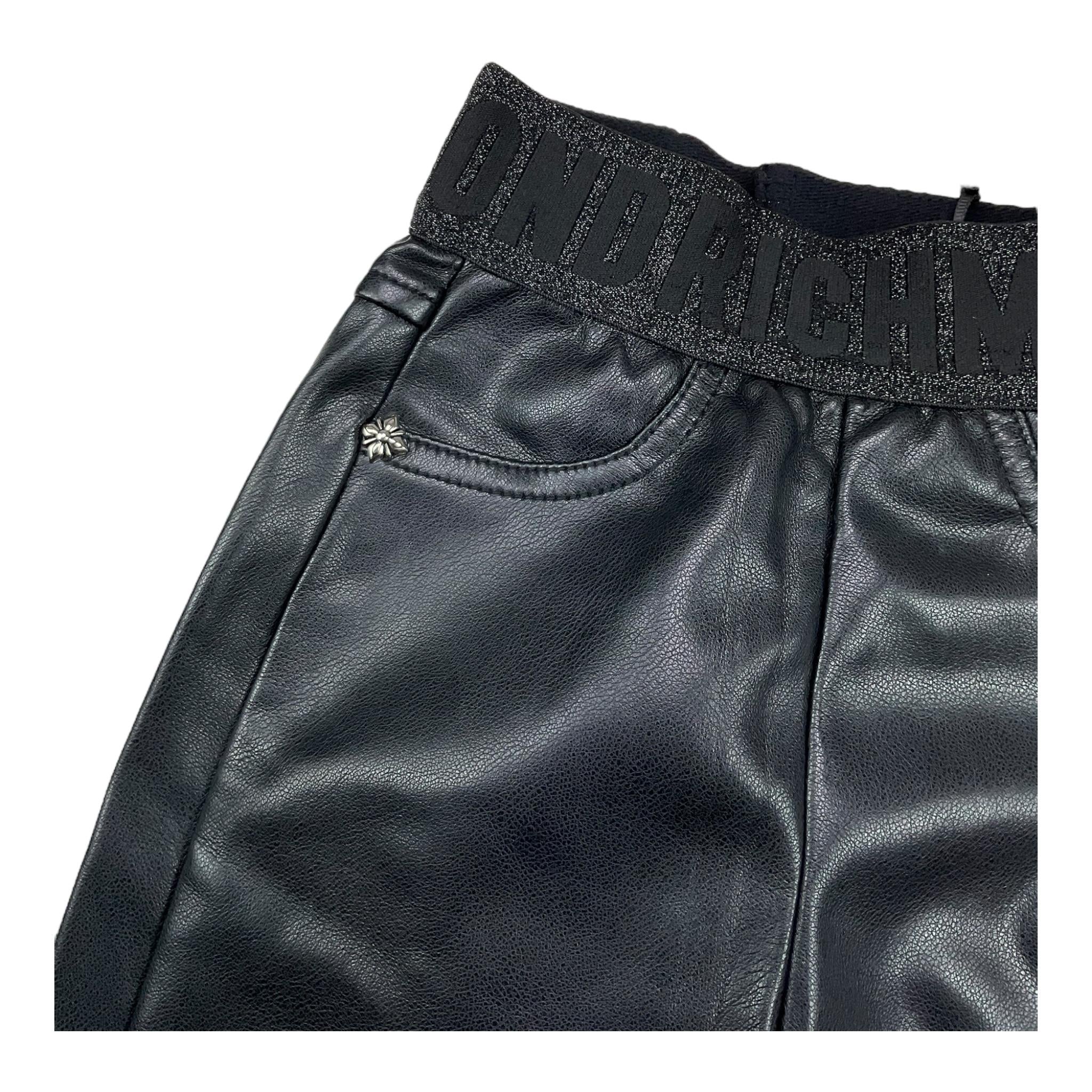 JOHN RICHMOND pantalone in ecopelle tinta unita con elastico in vita logato Nero per Neonata RGA24093LE NERO JOHN RICHMOND