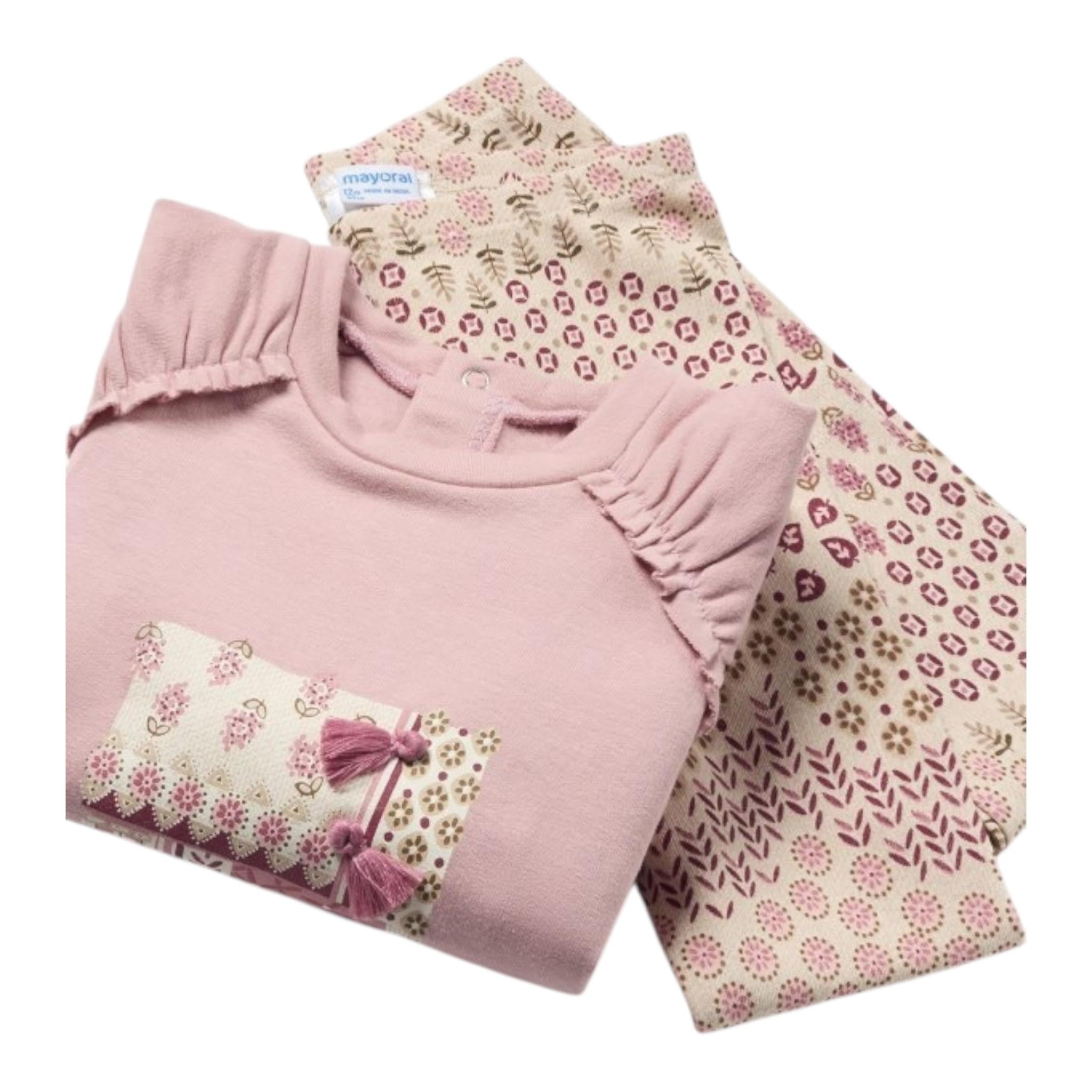 MAYORAL completo 2pz felpa-leggins bicolore con stampa Rosa per Neonata 2710N ROSA MAYORAL