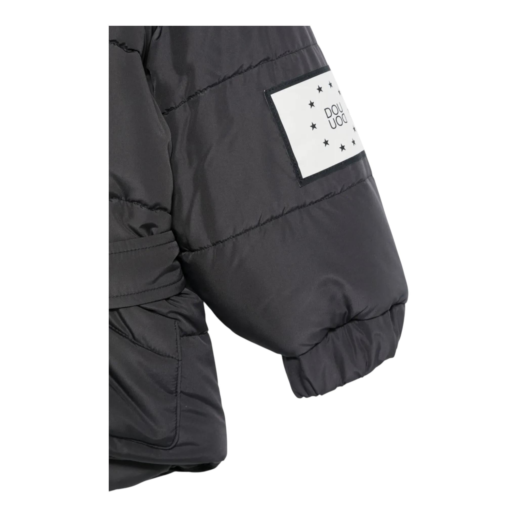 DOU DOU giubbino tinta unita con zip e cappuccio Nero per Bambina DV2P90 NERO DOU DOU