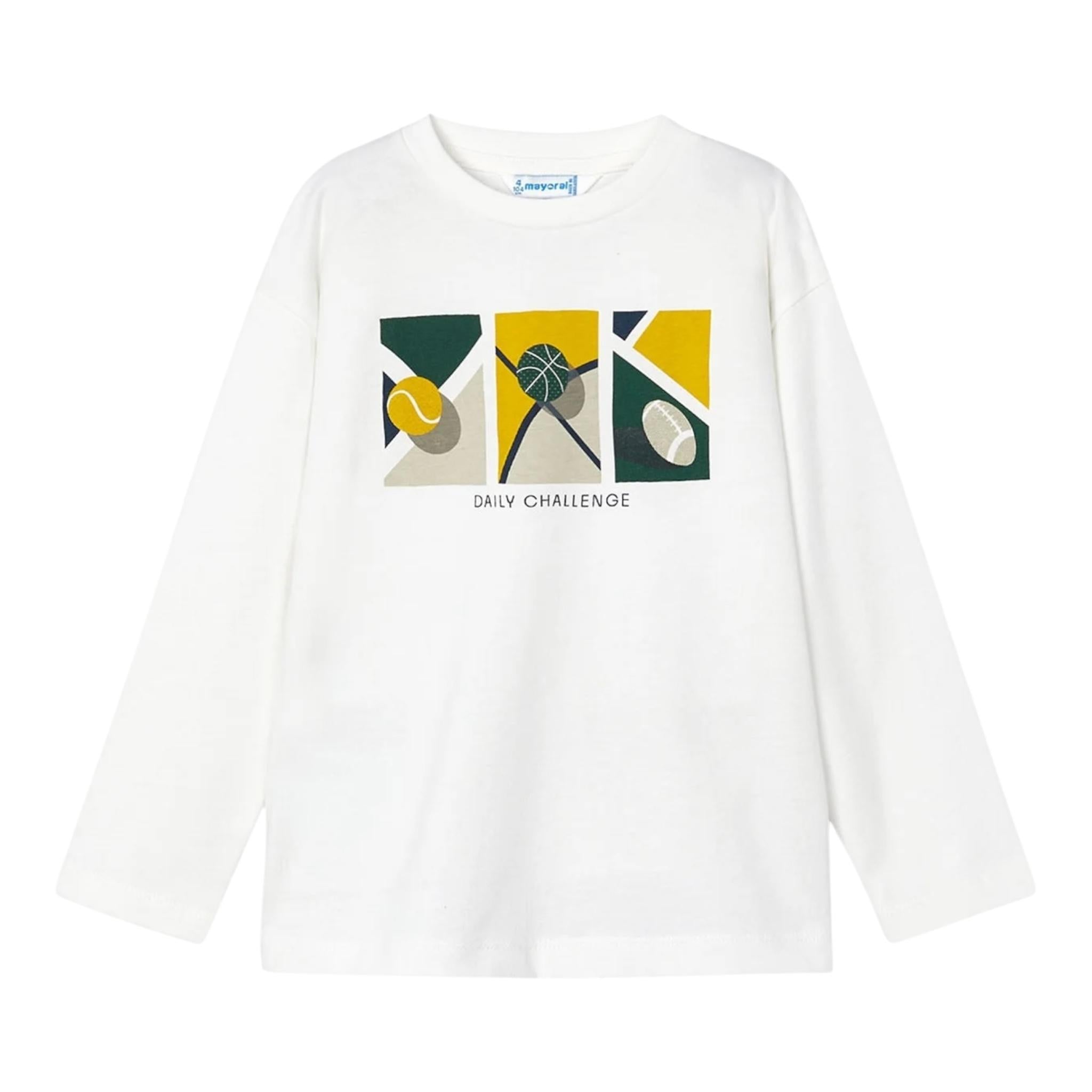 MAYORAL shirt girocollo tinta unita con stampa Bianco per Neonato 4043N BIANCO MAYORAL