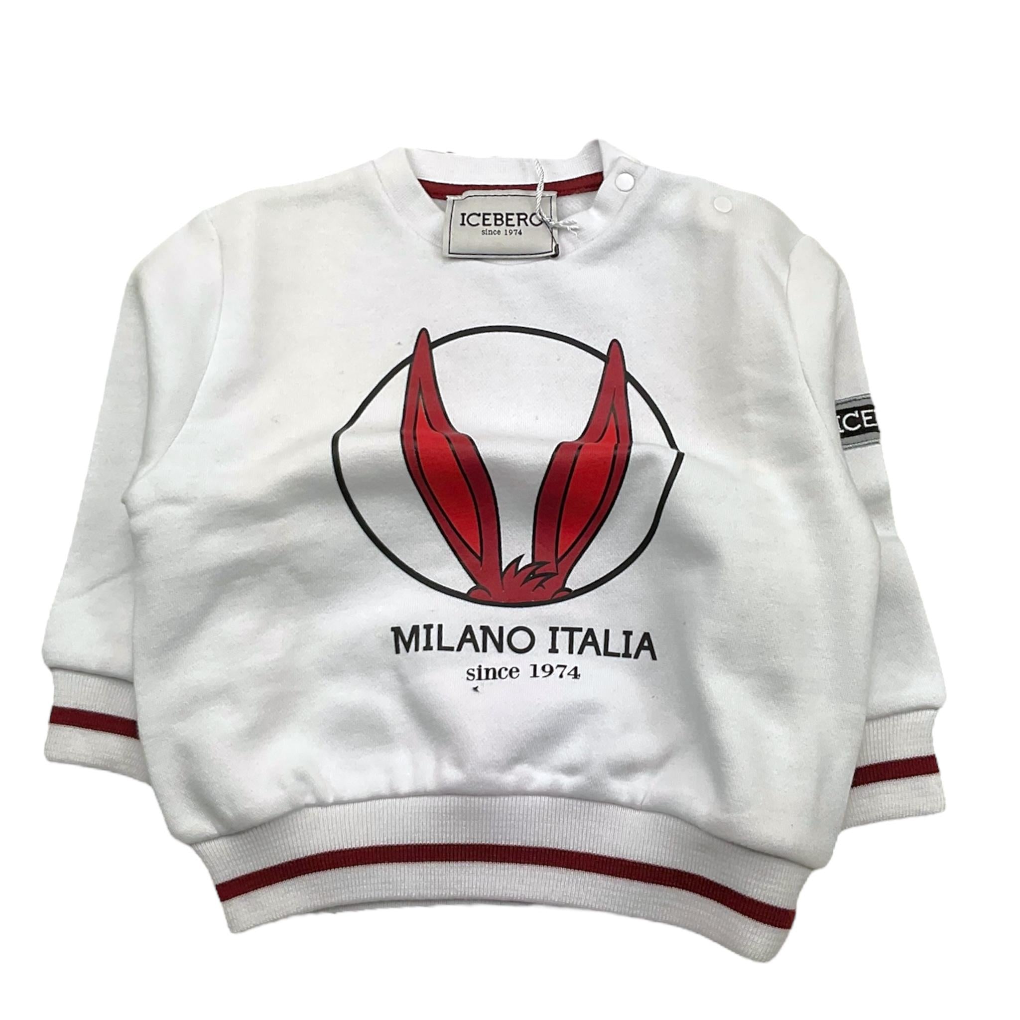 ICEBERG felpa tinta unita girocollo con stampa Bianco per Neonato MFICE5333B BIANCO ICEBERG