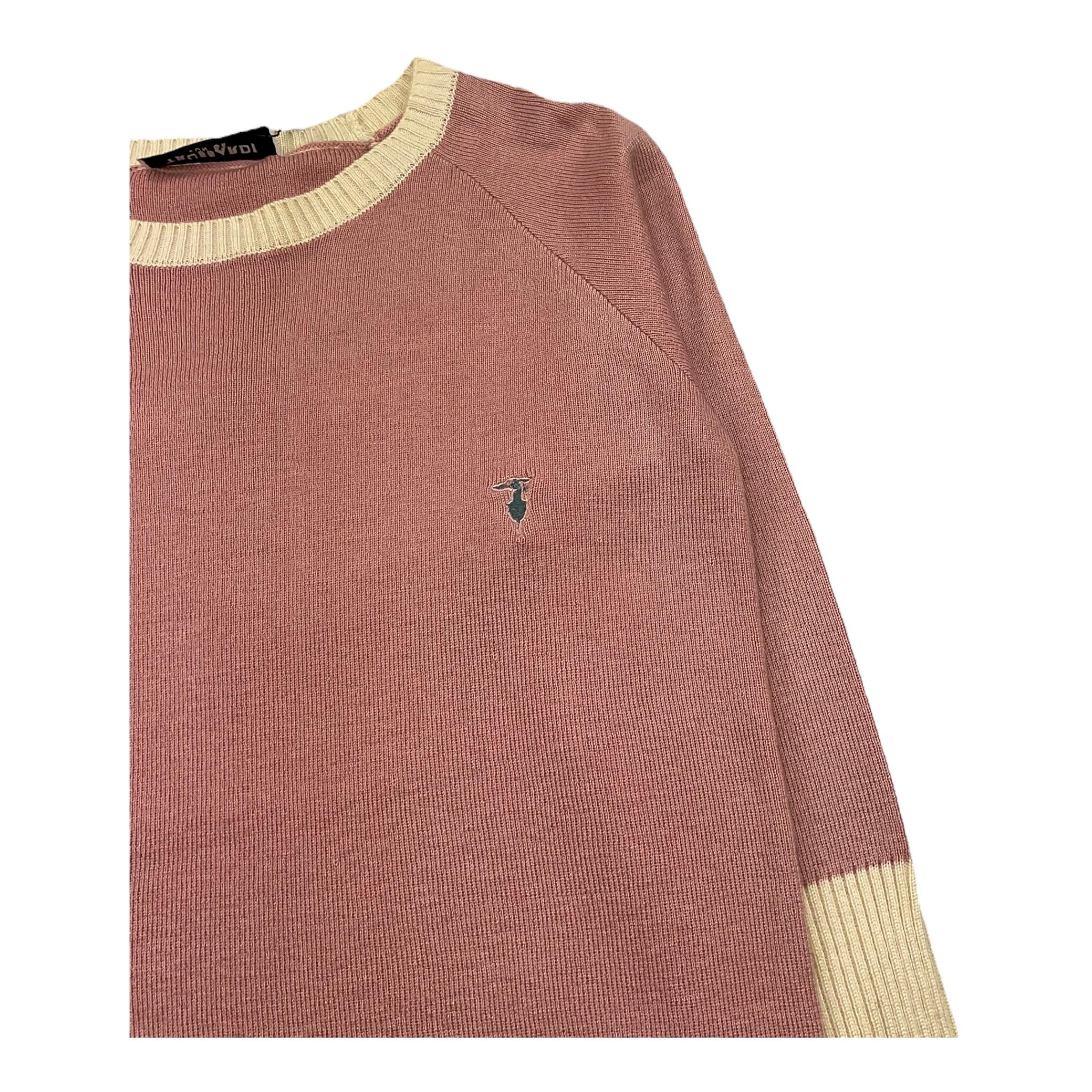 TRUSSARDI maglia girocollo tint unita con profili in contrasto Rosa per Bambina TGA25096MA ROSA TRUSSARDI