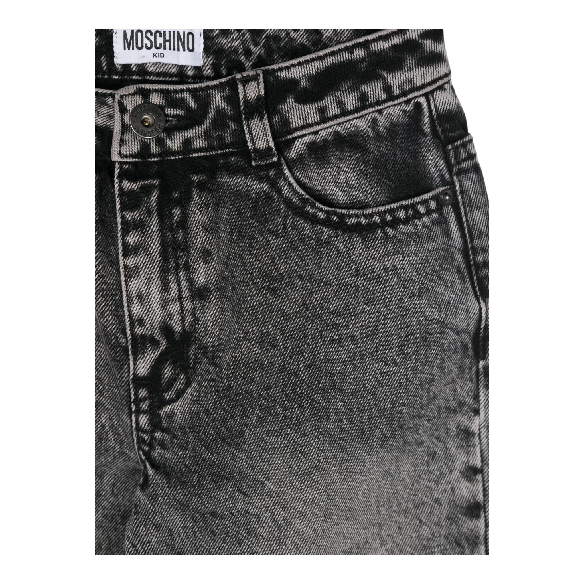 MOSCHINO jeans tinta unita con 5 tasche Nero per Bambina HAP069XX NERO MOSCHINO