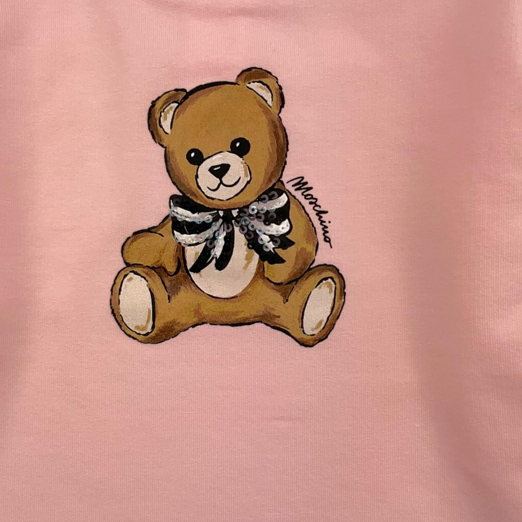 MOSCHINO abito in felpa tinta unita con stampa Rosa per Neonata MDV0CWLDA ROSA MOSCHINO