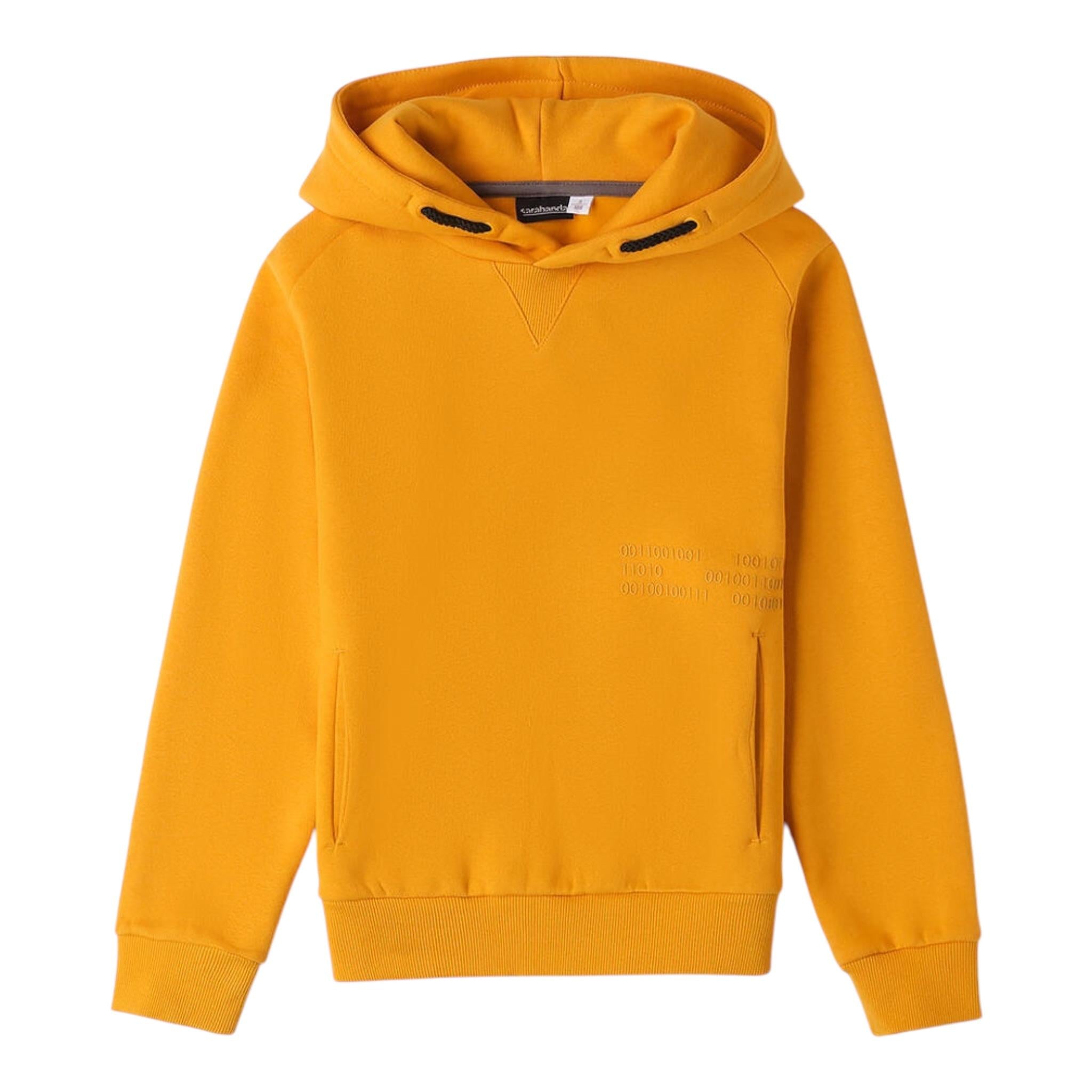 SARABANDA felpa chiusa con cappuccio tinta unita Senape per Bambino A529 SENAPE SARABANDA