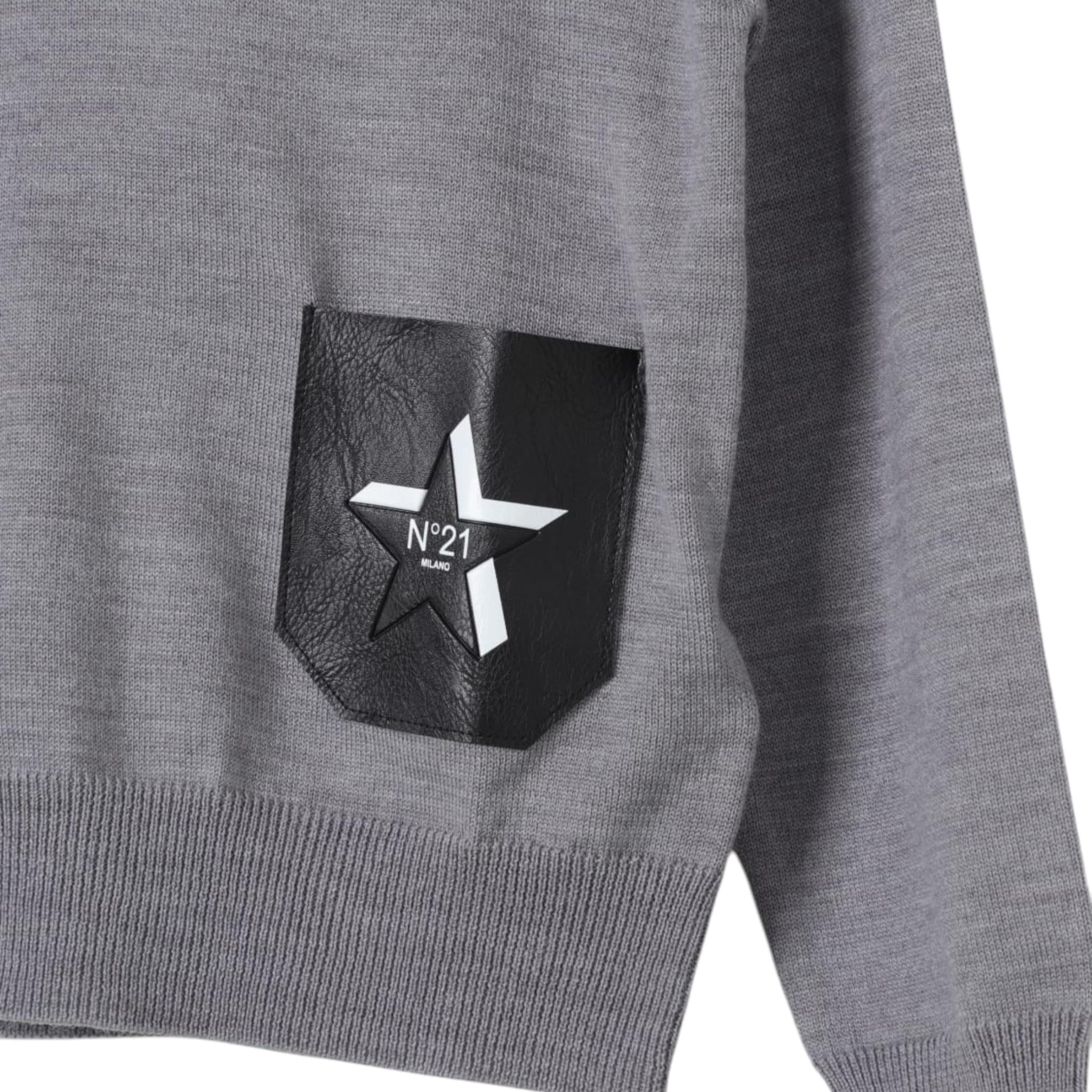 N°21 maglia modello lupetto tinta unita con logo Grigio per Bambino N21956 GRIGIO N°21