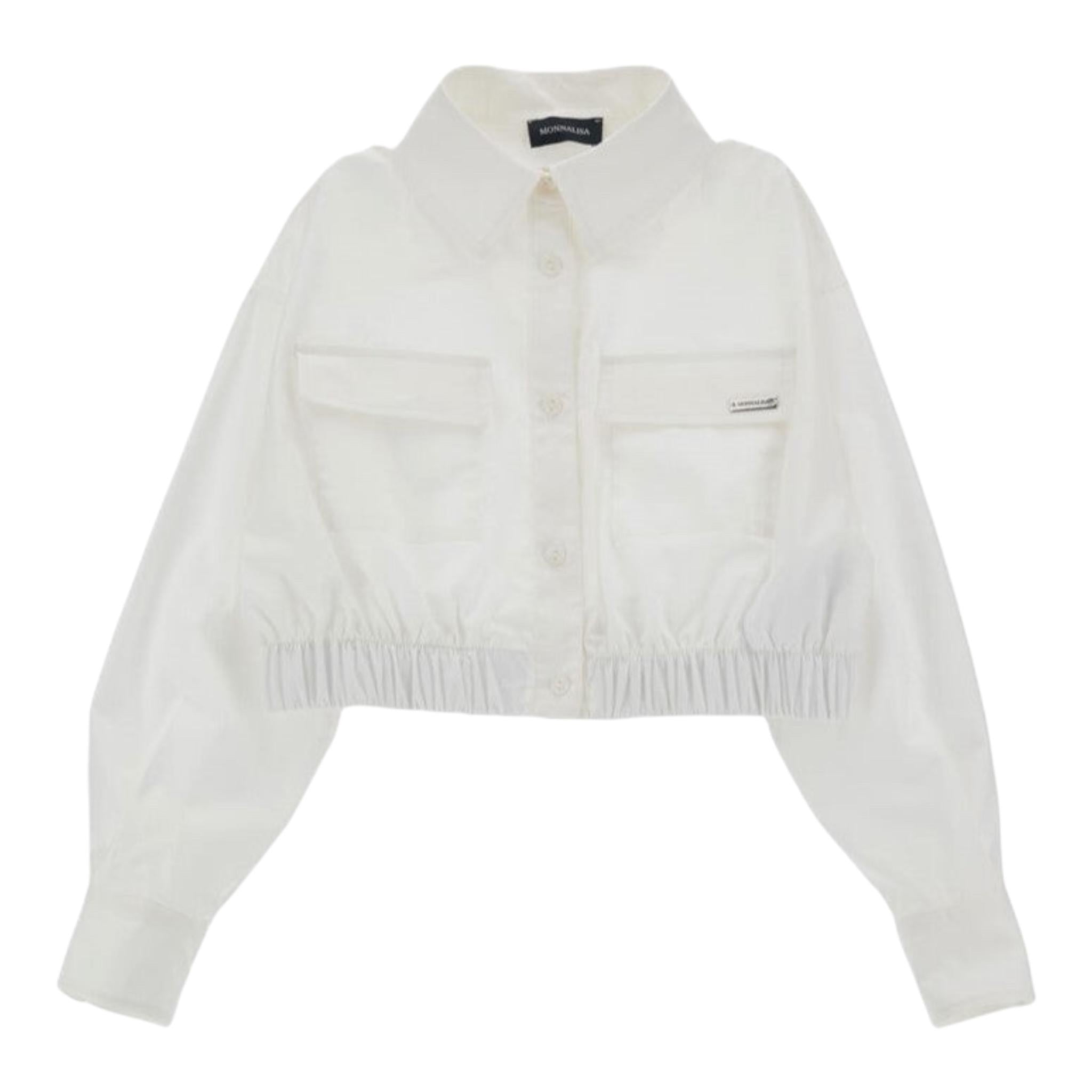 MONNALISA camicia tinta unita con elastico Bianco per Bambina 41D300 BIANCO MONNALISA