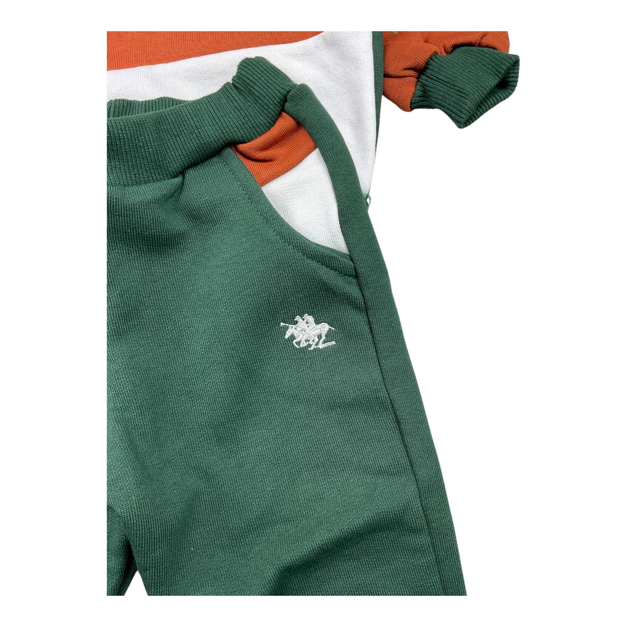 POLO CLUB LONDON completo felpa-pantalne tinta unita con stampa Verde per Neonato 242111 VERDE POLO CLUB LONDON