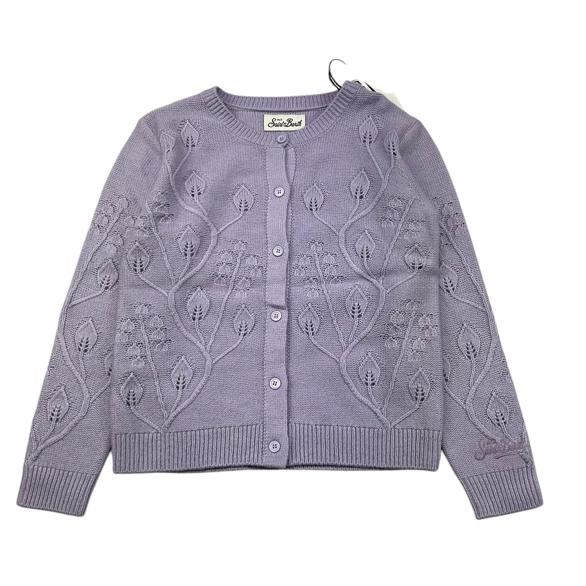 SAINT BARTH cardigan tinta unita con bottoni Lilla per Bambina BLL006 LILLA SAINT BARTH