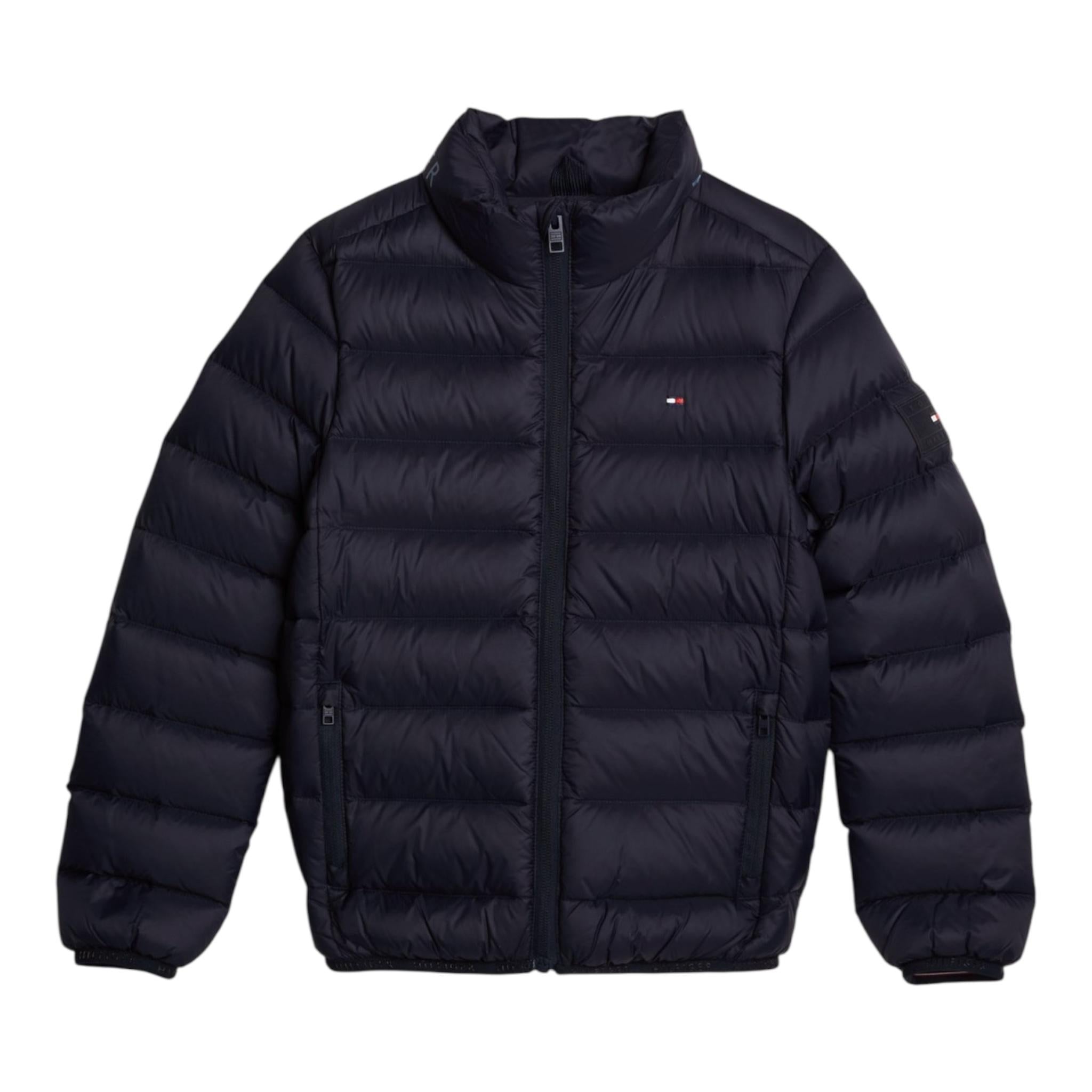TOMMY HILFIGER giubbino tinta unita con zip e logo Blu per Bambino KS0KS00568 BLU TOMMY HILFIGER