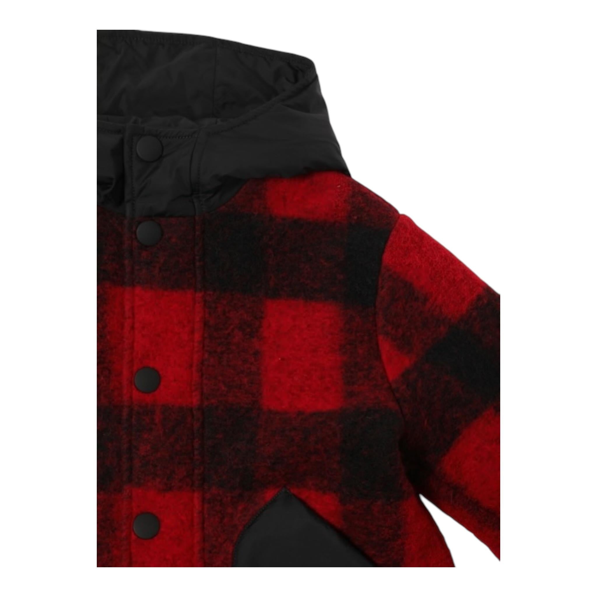 ASPESI cappotto fantasia scozzese con cappuccio Nero/rosso per Bambino F24035GMW3066 NERO/ROSSO ASPESI