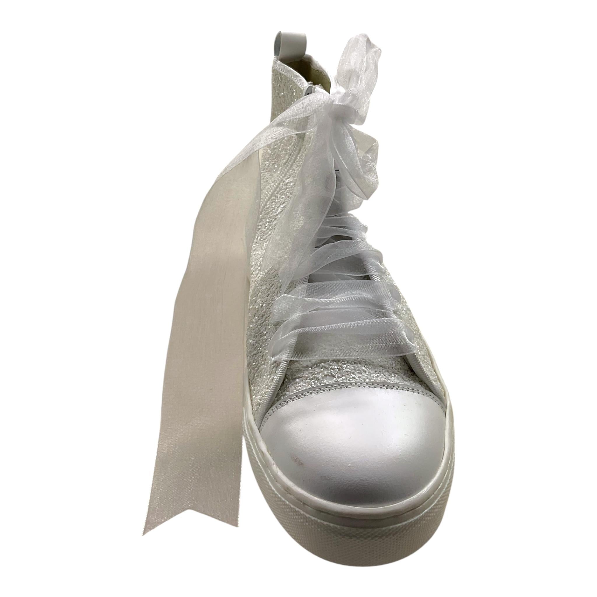 PANYNO sneakers tinta unita con lacci e brillantini Bianco per Bambina F3404 BIANCO PANYNO