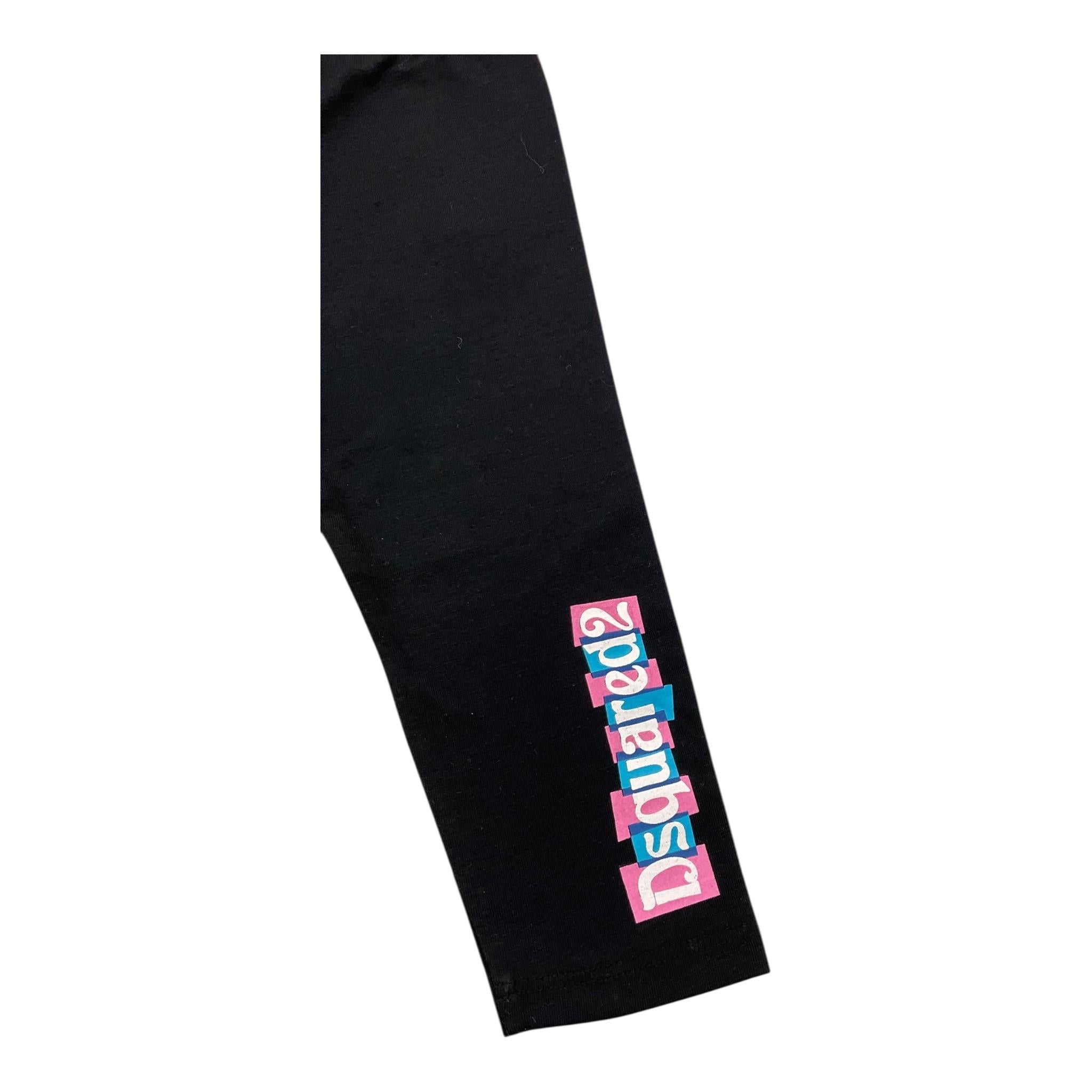DSQUARED2 leggins tinta unita con logo Nero per Neonata DQ2494 NERO DSQUARED2
