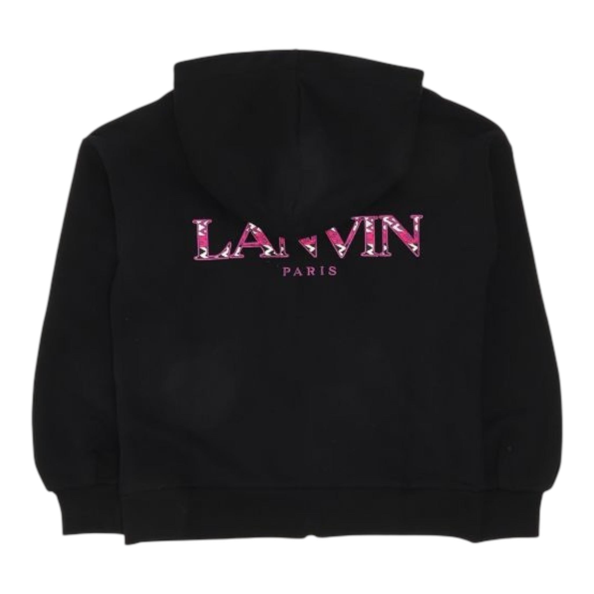 LANVIN felpa tinta unita con zip e cappuccio Nero per Bambina N30107 NERO LANVIN