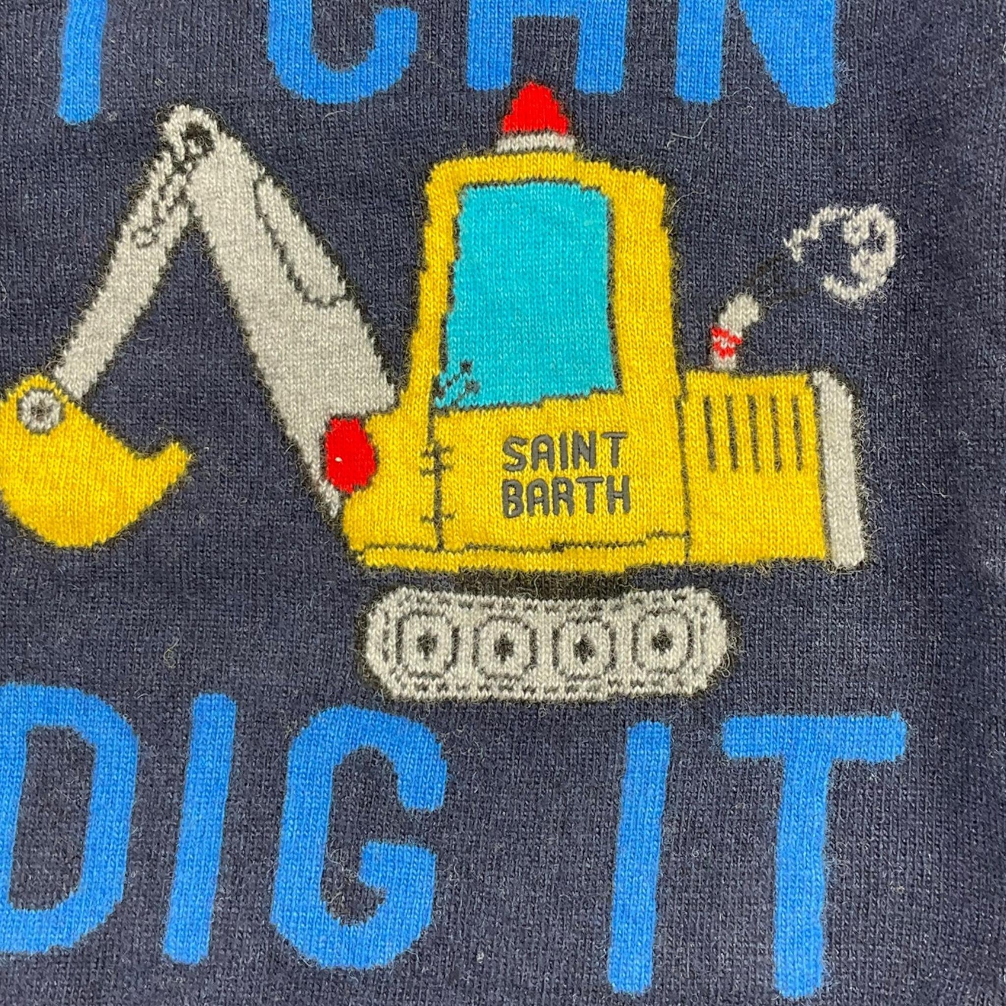 SAINT BARTH maglia tinta unita girocollo con stampa Blu per Bambino DIGIT BLU SAINT BARTH