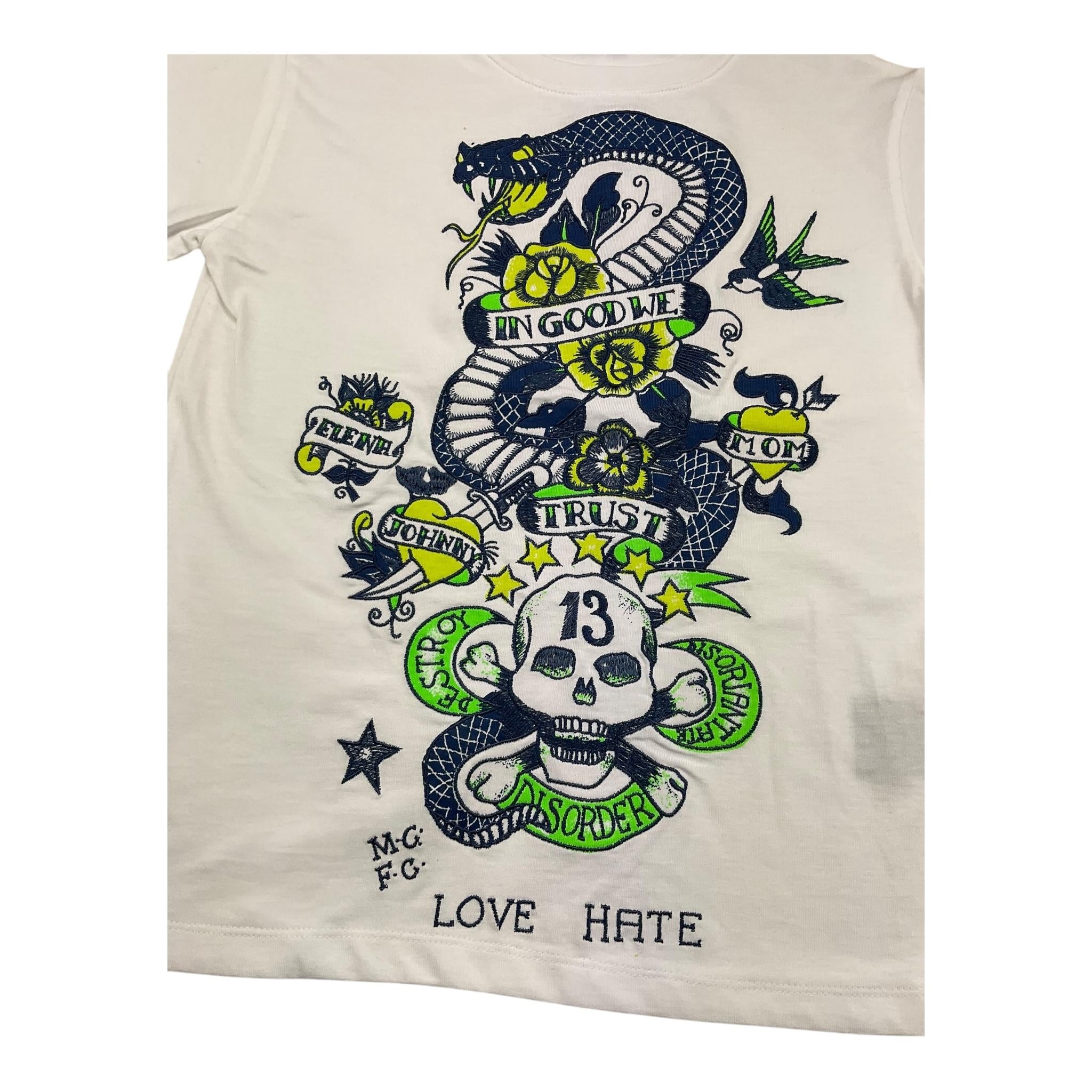JOHN RICHMOND t-shirt girocollo tinta unita con stampa in contrasto Bianco per Bambino RBA25190TS BIANCO JOHN RICHMOND