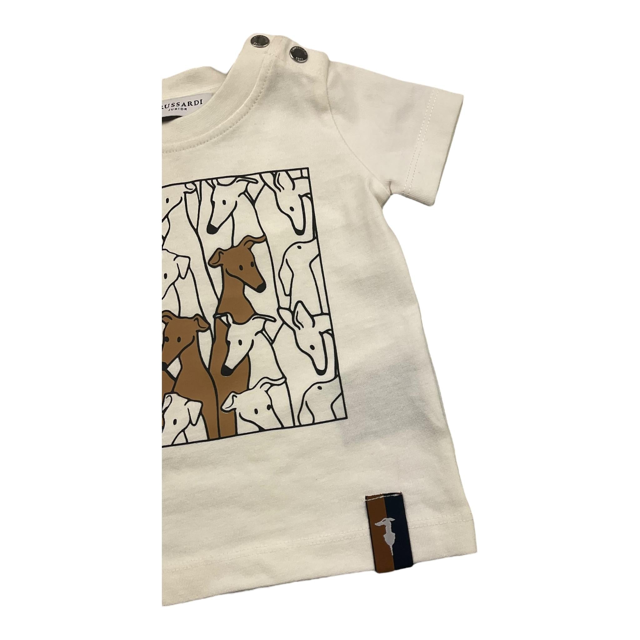 TRUSSARDI t-shirt girocollo tinta unita con stampa in contrasto Panna per Neonato TIA25075TS PANNA TRUSSARDI