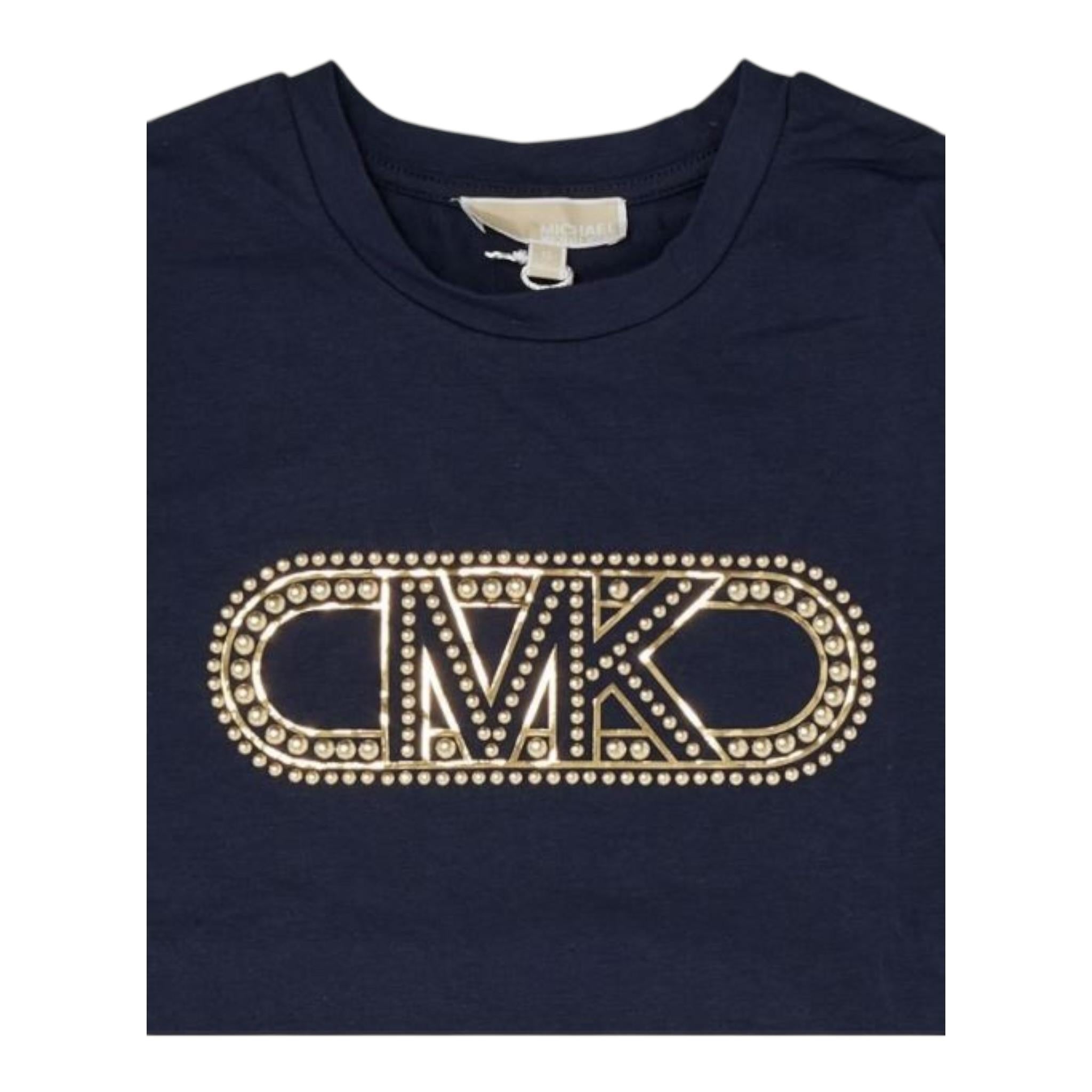 MICHAEL KORS shirt girocollo tinta unita con stampa logo Blu per Bambina R15199 BLU MICHAEL KORS