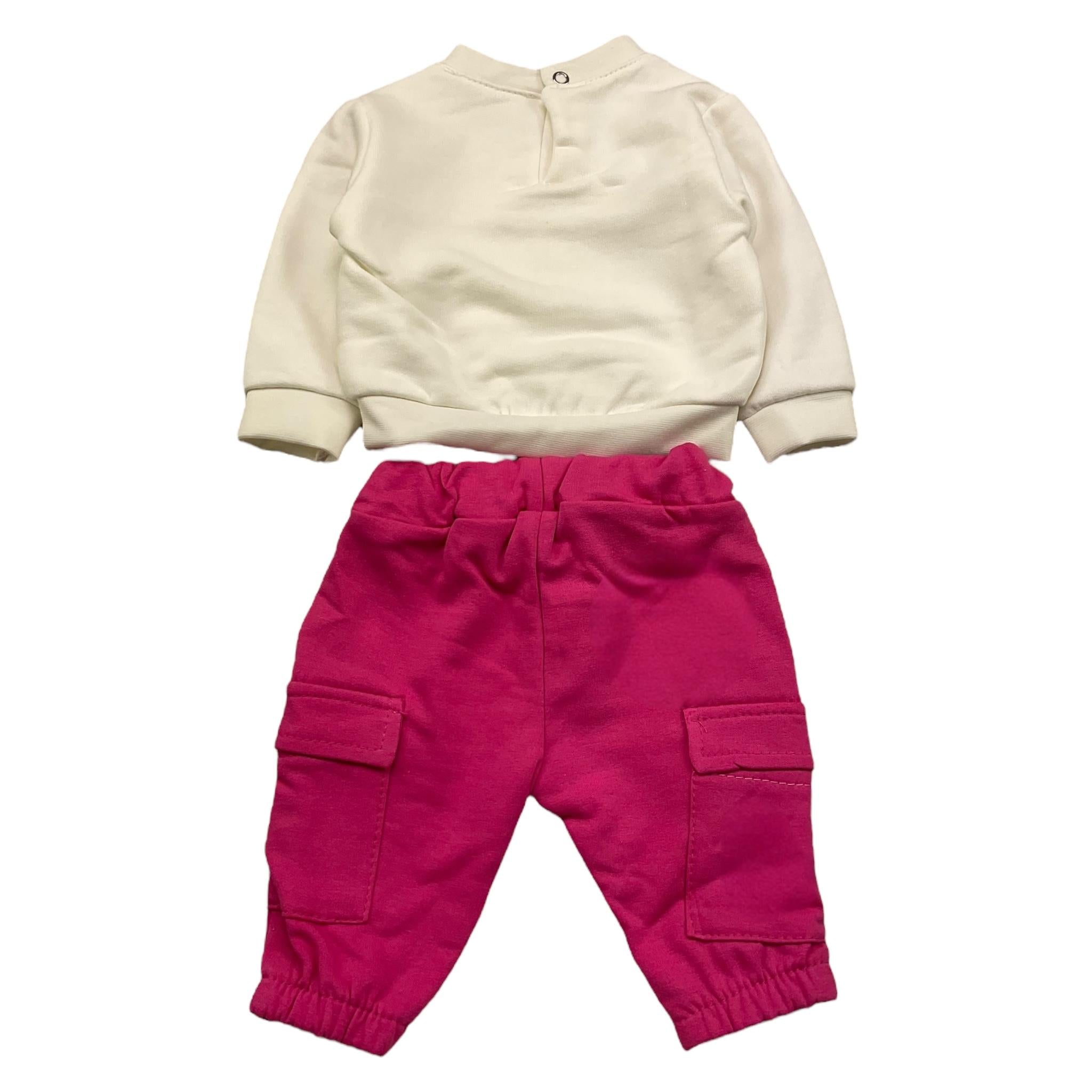 FUN PARIS completo 2 pezzi felpa-pantalone bicolore Bianco/fuxia per Neonata 0062 BIANCO/FUXIA FUN PARIS