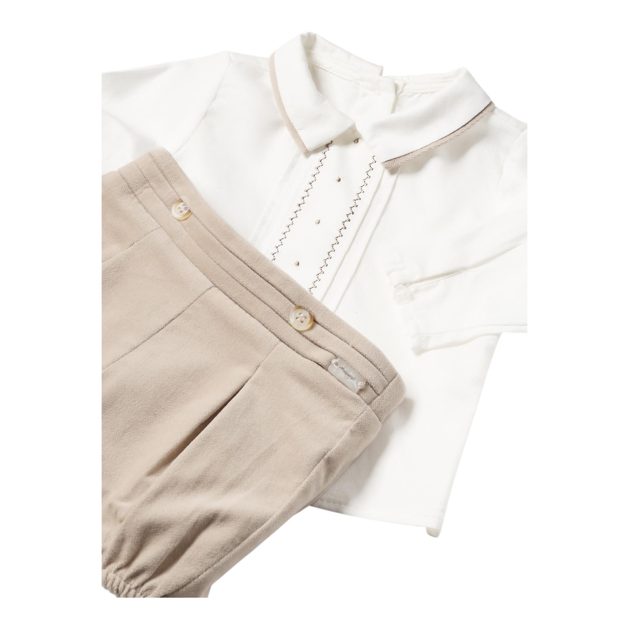 MAYORAL completo 2 pezzi camicia-culotte Bianco/beige per Neonato 2247 BIANCO/BEIGE MAYORAL
