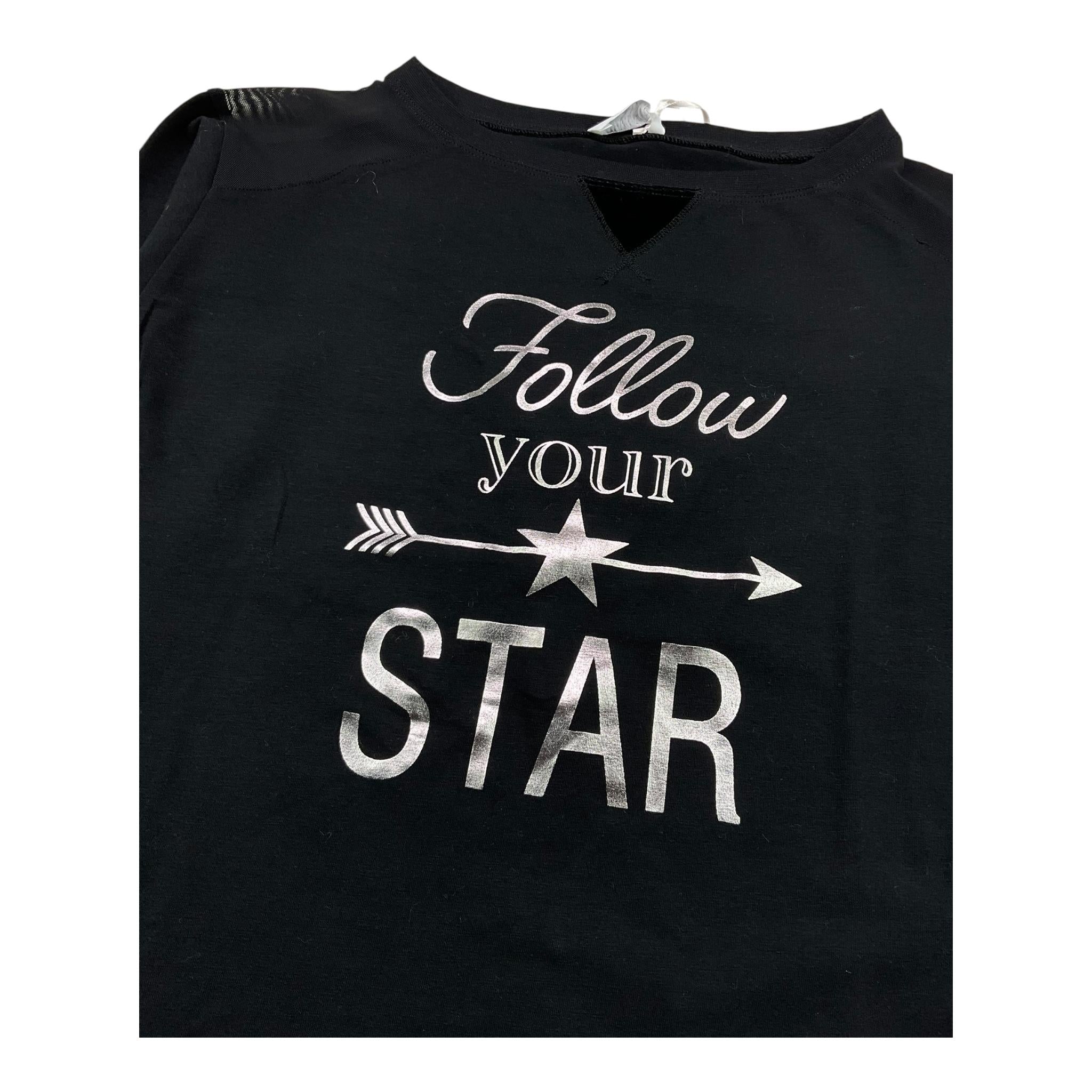 MONNALISA shirt girocollo tinta unita con stampa in contrasto Nero per Bambina SHIRTMNN NERO MONNALISA