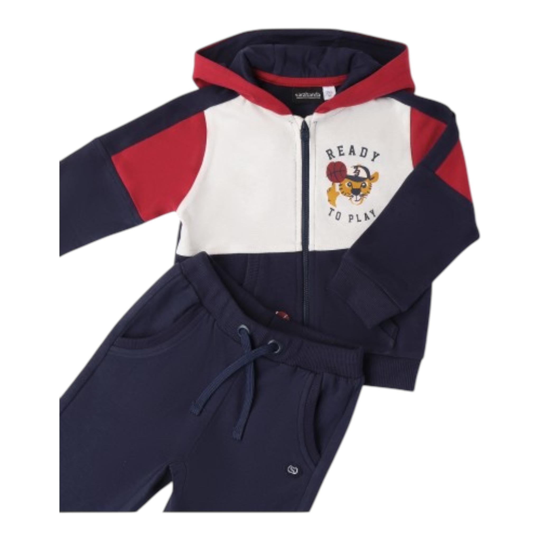 SARABANDA completo 2pz felpa con zip -pantalone Blu per Bambino A006 BLU SARABANDA