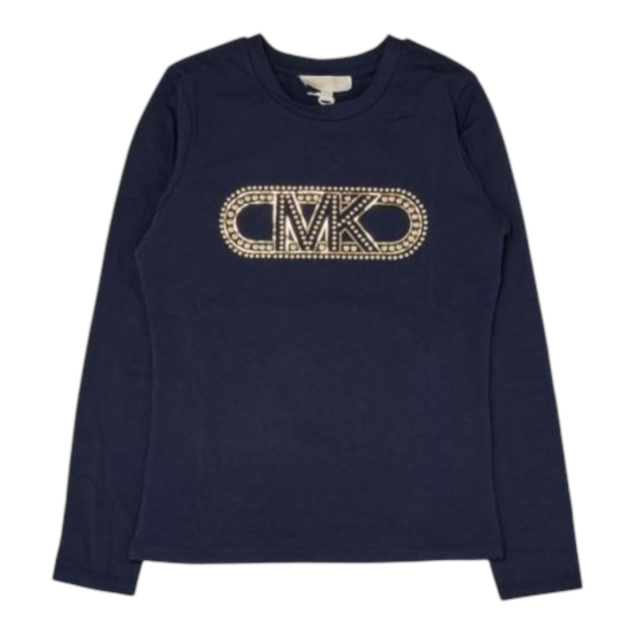MICHAEL KORS shirt girocollo tinta unita con stampa logo Blu per Bambina R15199 BLU MICHAEL KORS