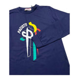 CESARE PACIOTTI shirt girocollo tinta unita con logo Blu per Bambino TSP5309J BLU CESARE PACIOTTI