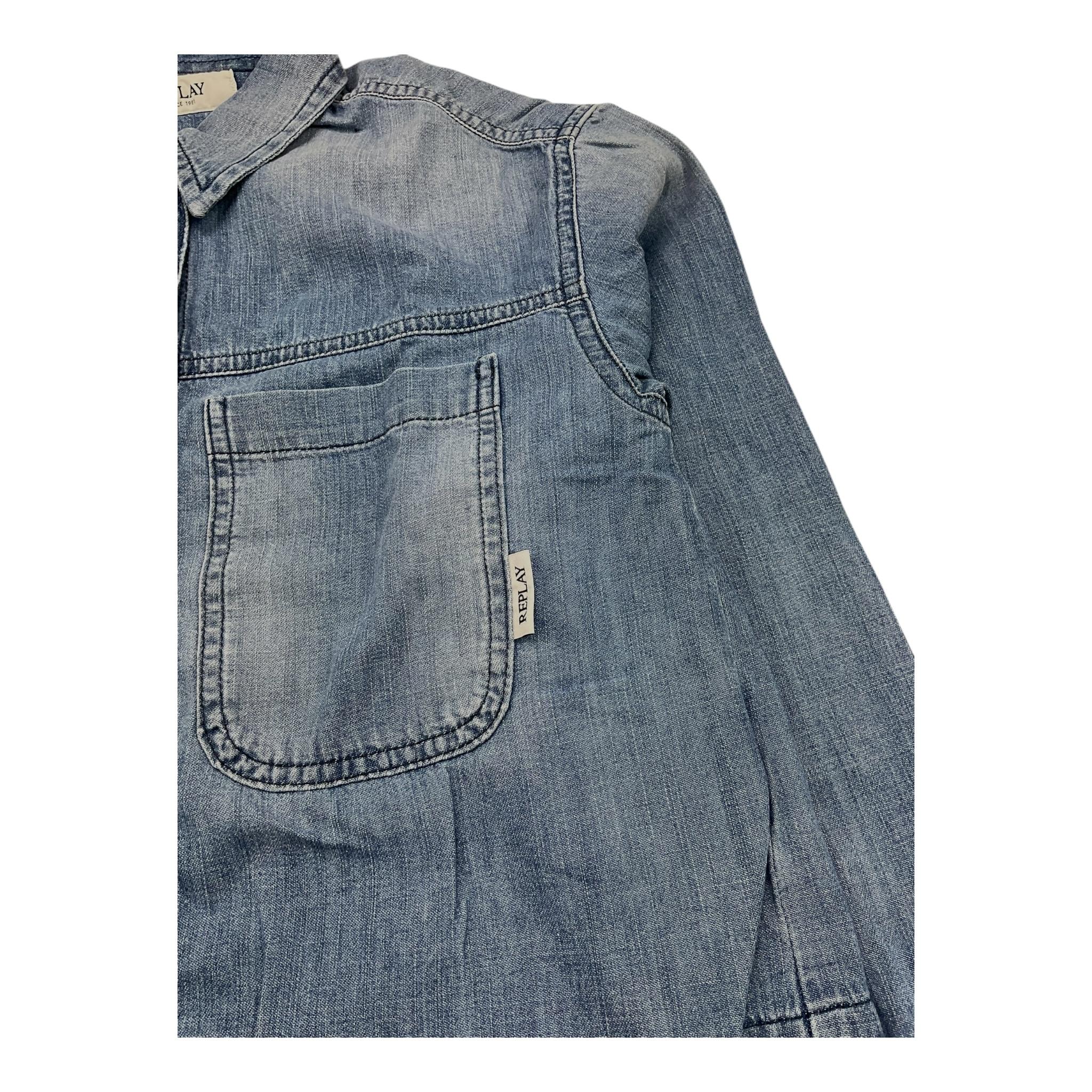 REPLAY camicia in denim tinta unita manica lunga Azzurro per Bambina SG1078 AZZURRO REPLAY