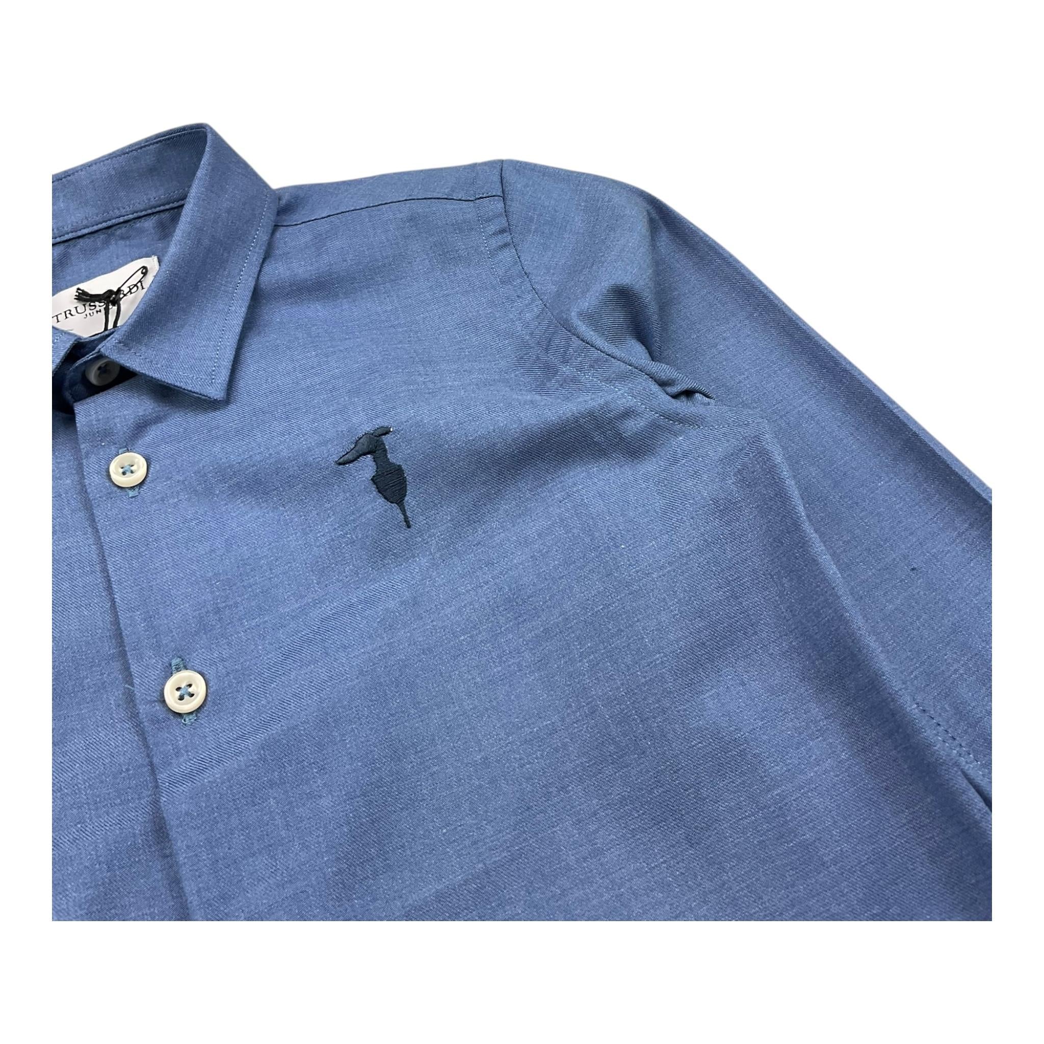 TRUSSARDI camicia tinta unita manica lunga Azzurro per Bambino TBA25124CA AZZURRO TRUSSARDI