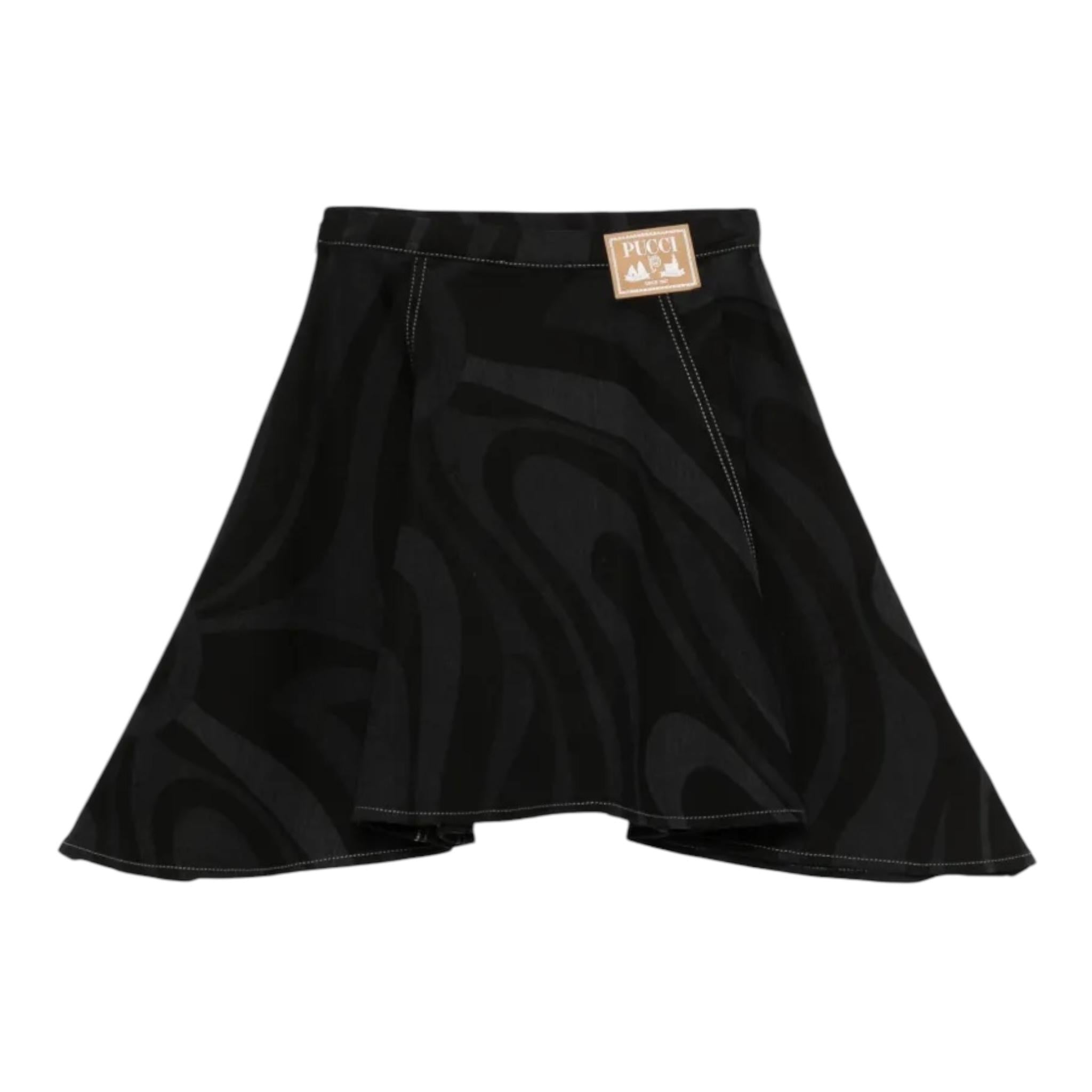 EMILIO PUCCI gonna in denim tinta unita Nero per Bambina PV7A34 NERO EMILIO PUCCI