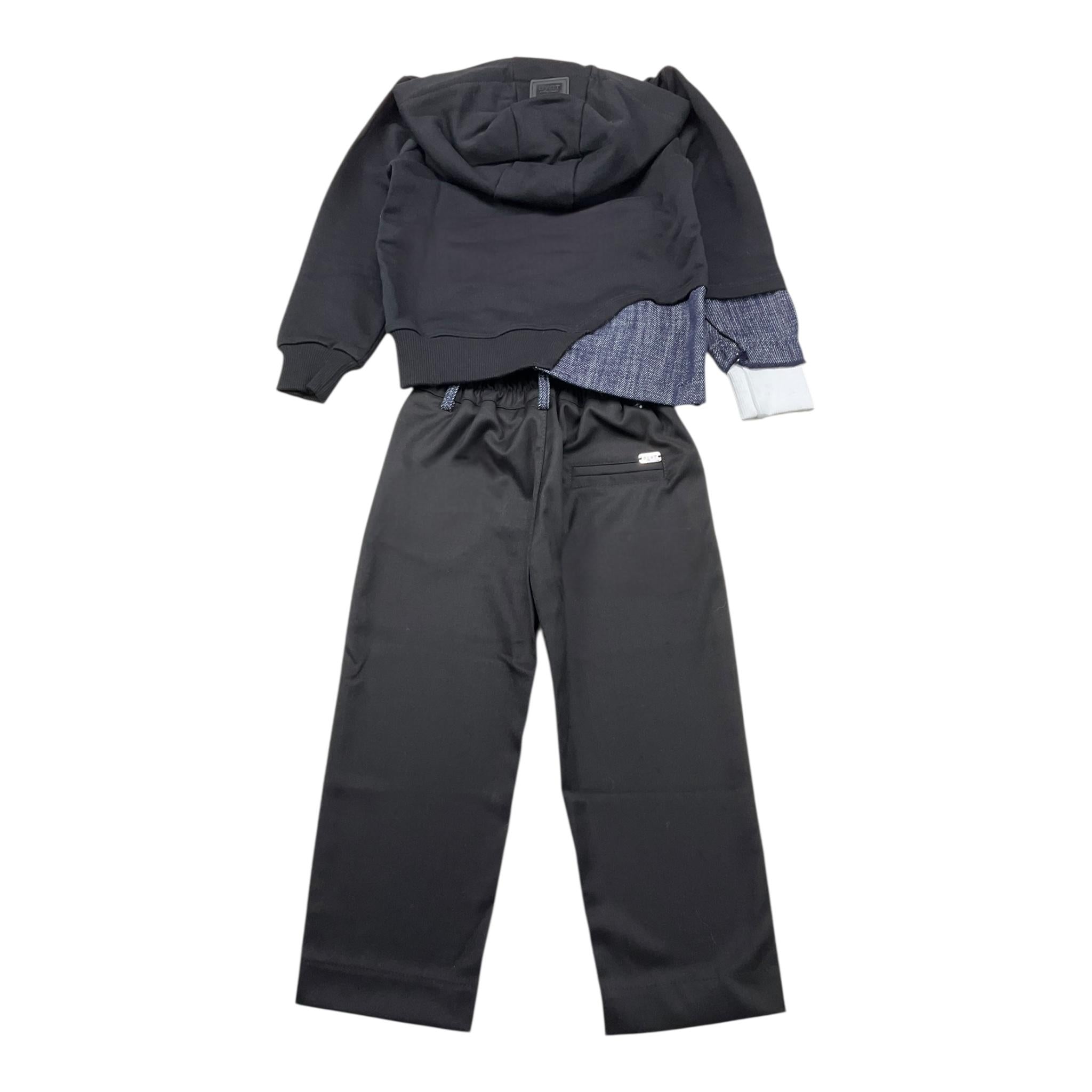 STAY STREET completo 2pz felpa tinta unita con cappuccio e stampa-pantalone Nero per Bambino FB3002 NERO STAY STREET