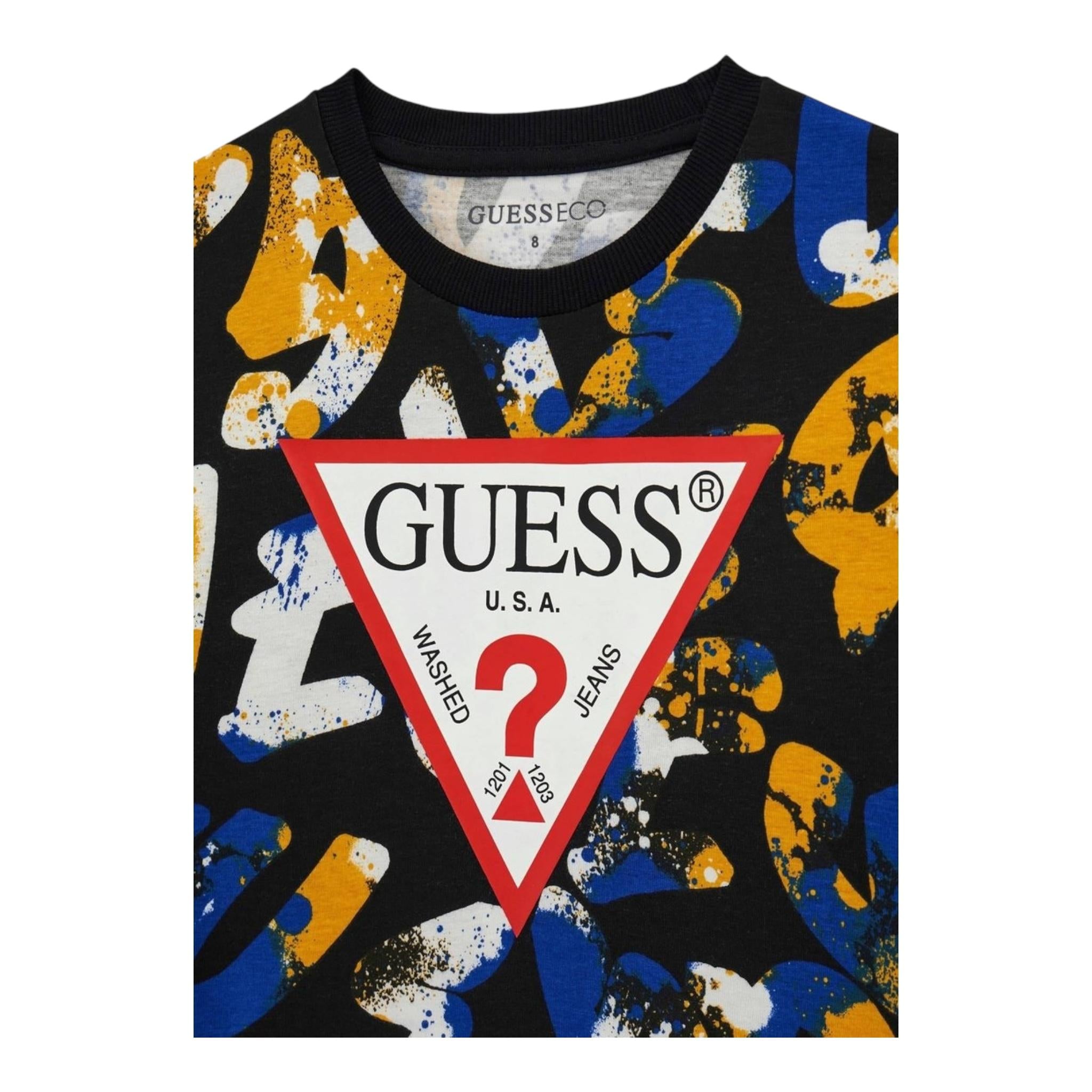 GUESS shirt stampa fantasia con maniche in contrasto Nero per Bambino L4YI05K8HM3 NERO GUESS