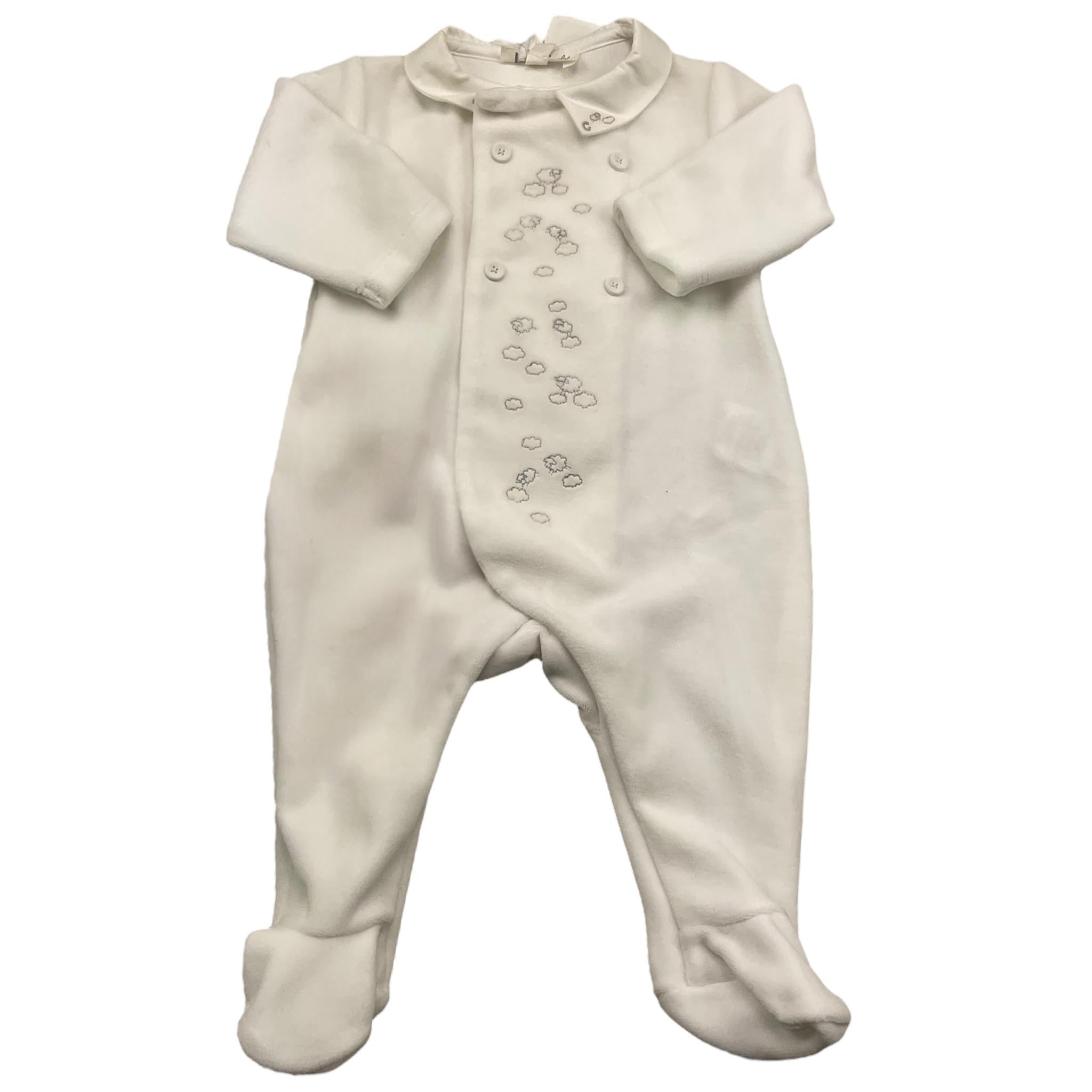 TARTINE ET CHOCOLAT tutina manica lunga tinta unita in ciniglia Bianco per Neonato TX54070 BIANCO TARTINE ET CHOCOLAT