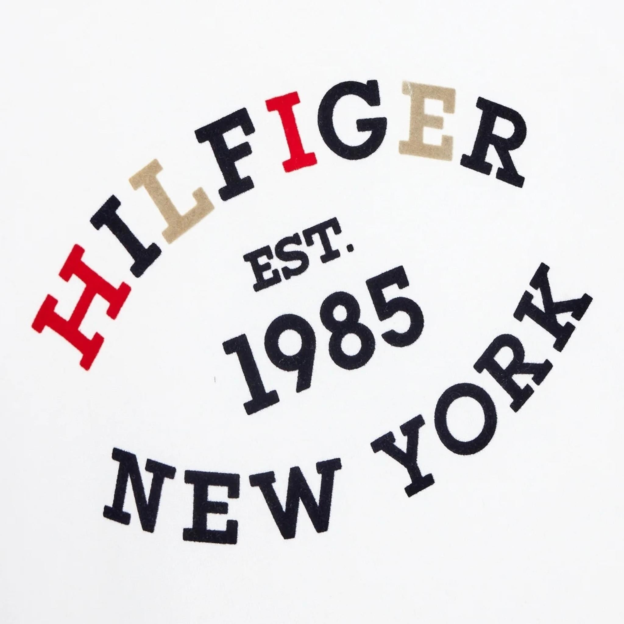 TOMMY HILFIGER shirt girocollo tinta unita con stampa in contrasto Bianco per Bambino KB0KB08659X BIANCO TOMMY HILFIGER